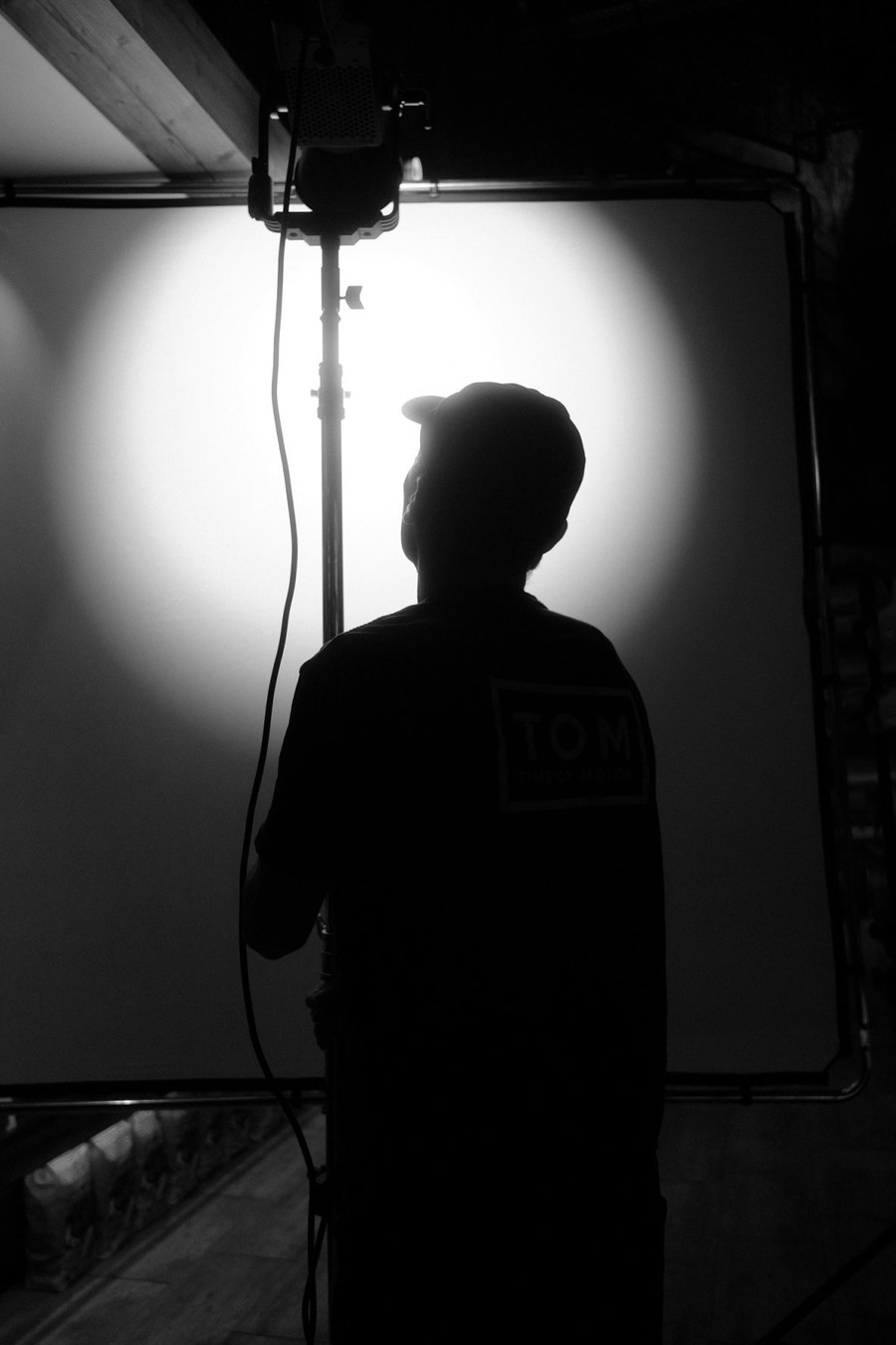 Silhouette against studio light
