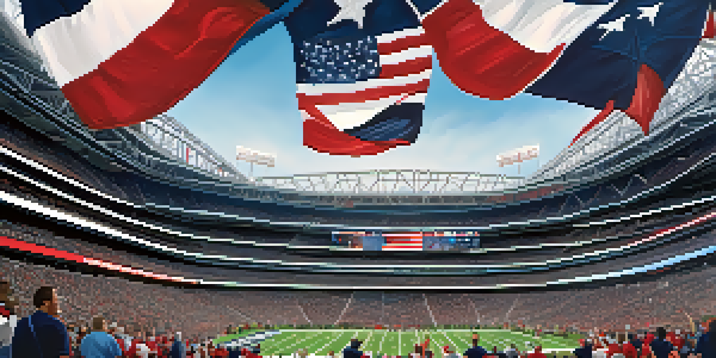 A lively football game at NRG Stadium with fans in team colors cheering excitedly.