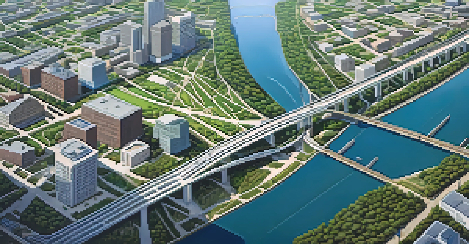 An aerial view of Houston's drainage systems and bayous, illustrating the city's infrastructure resilience amidst lush greenery.
