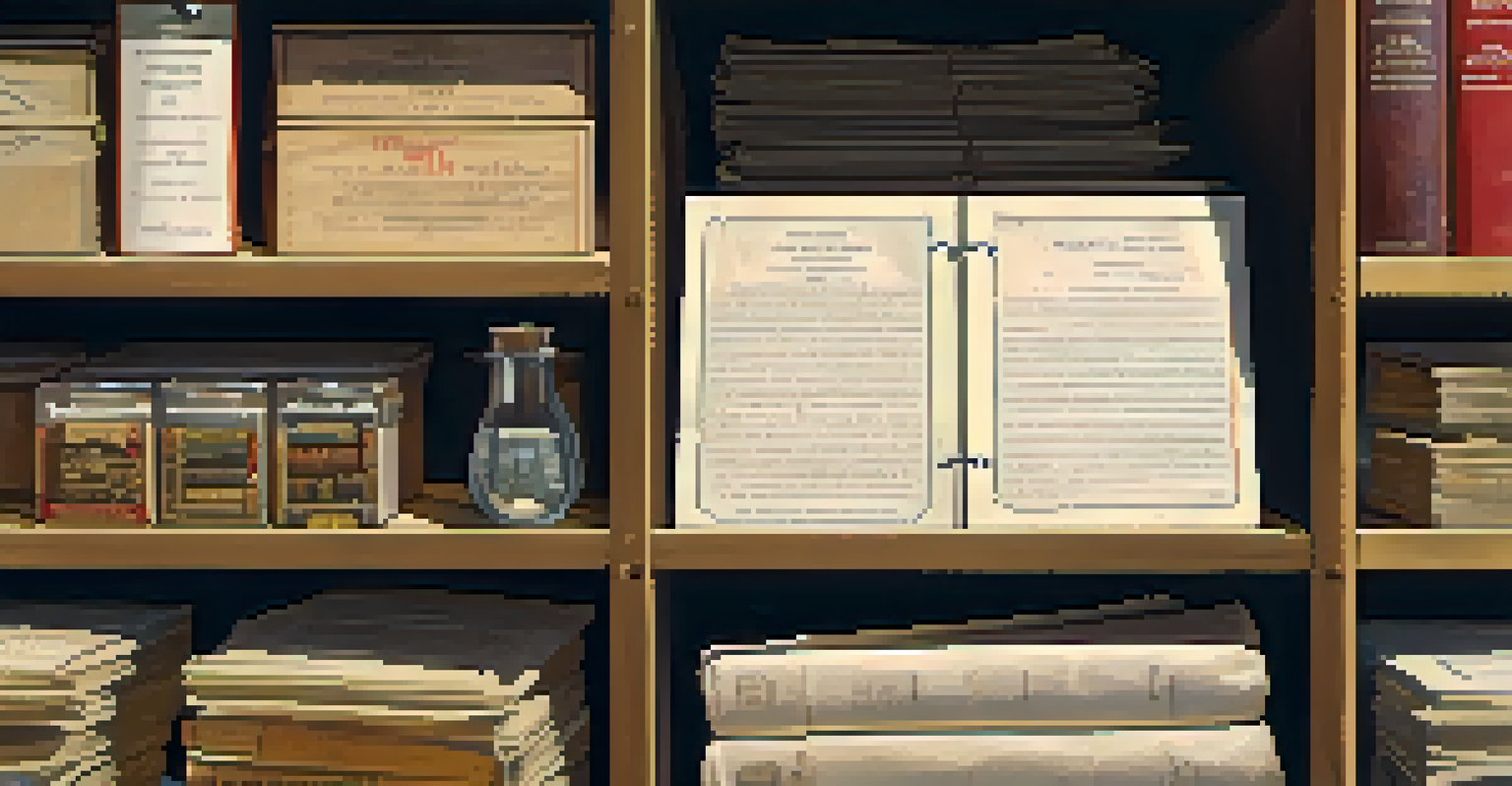 An archival project displaying historical documents and artifacts, highlighting a researcher examining a delicate item.