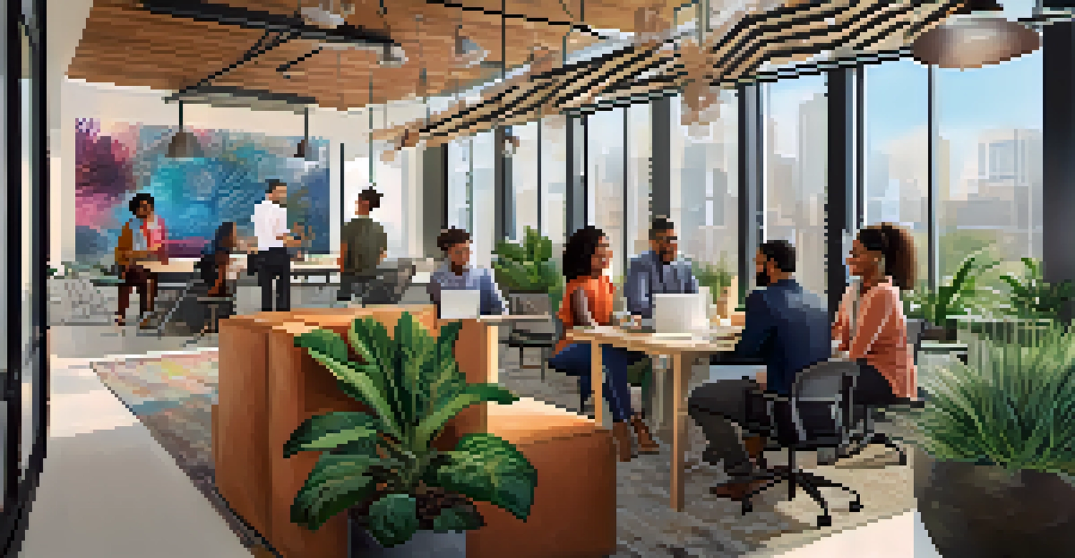 Diverse entrepreneurs collaborating in a modern co-working space in Houston.