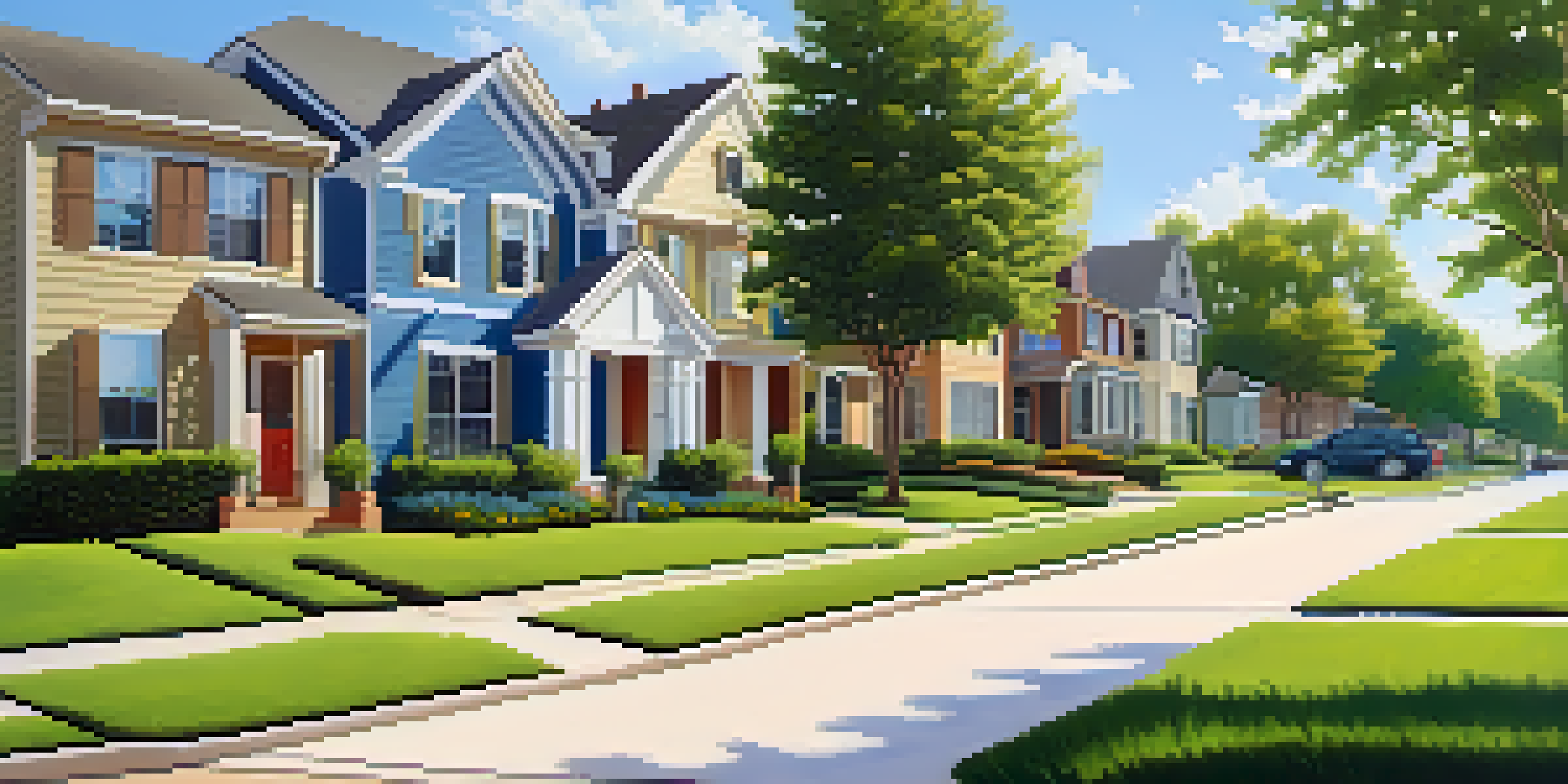 A sunny suburban neighborhood in Houston with families enjoying outdoor activities and children playing in a park.