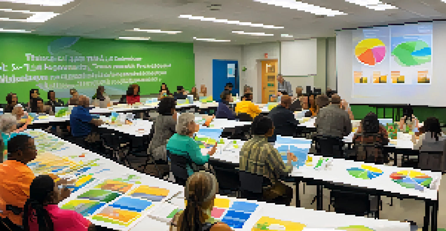 A community workshop in Houston focused on renewable energy, with residents learning and engaging with educational materials.