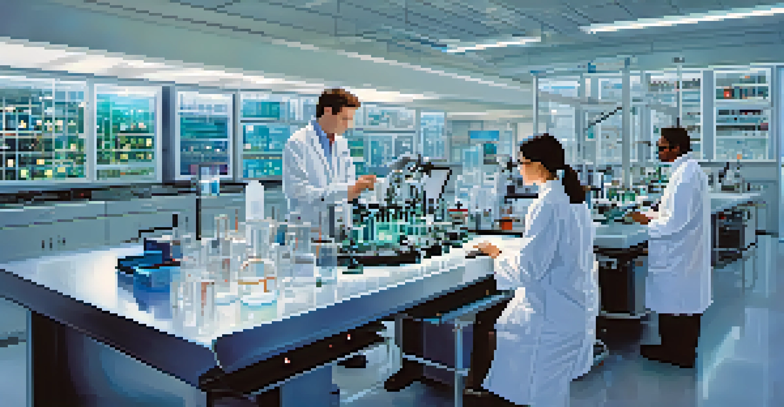 Scientists working in a high-tech laboratory focused on biotechnology research.
