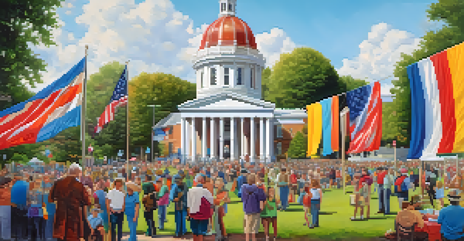 A community event at the Old Harris County Courthouse with local artists and visitors interacting.