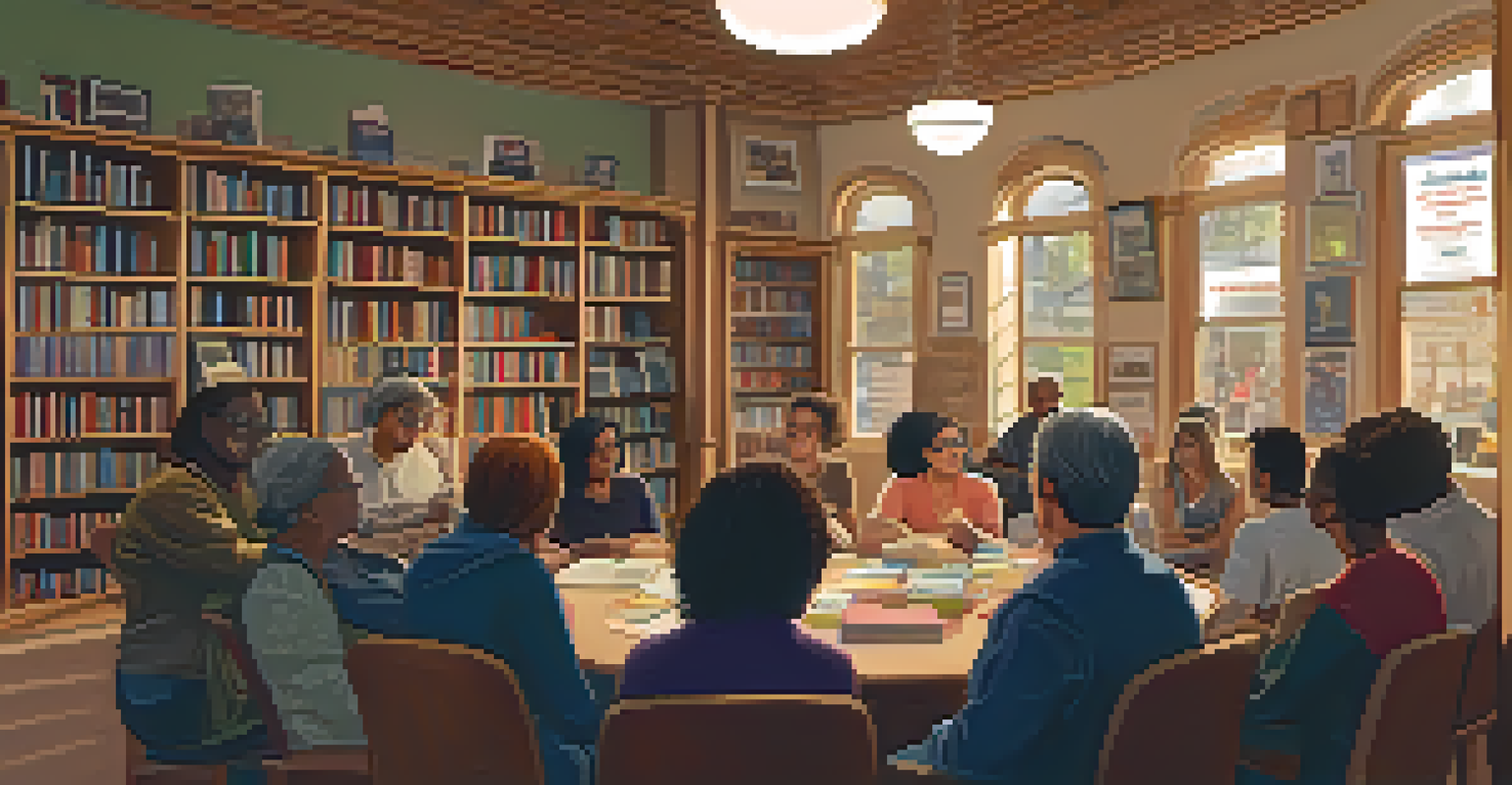 An author reading event in a cozy bookstore, with a diverse audience listening to a middle-aged woman discussing her book.
