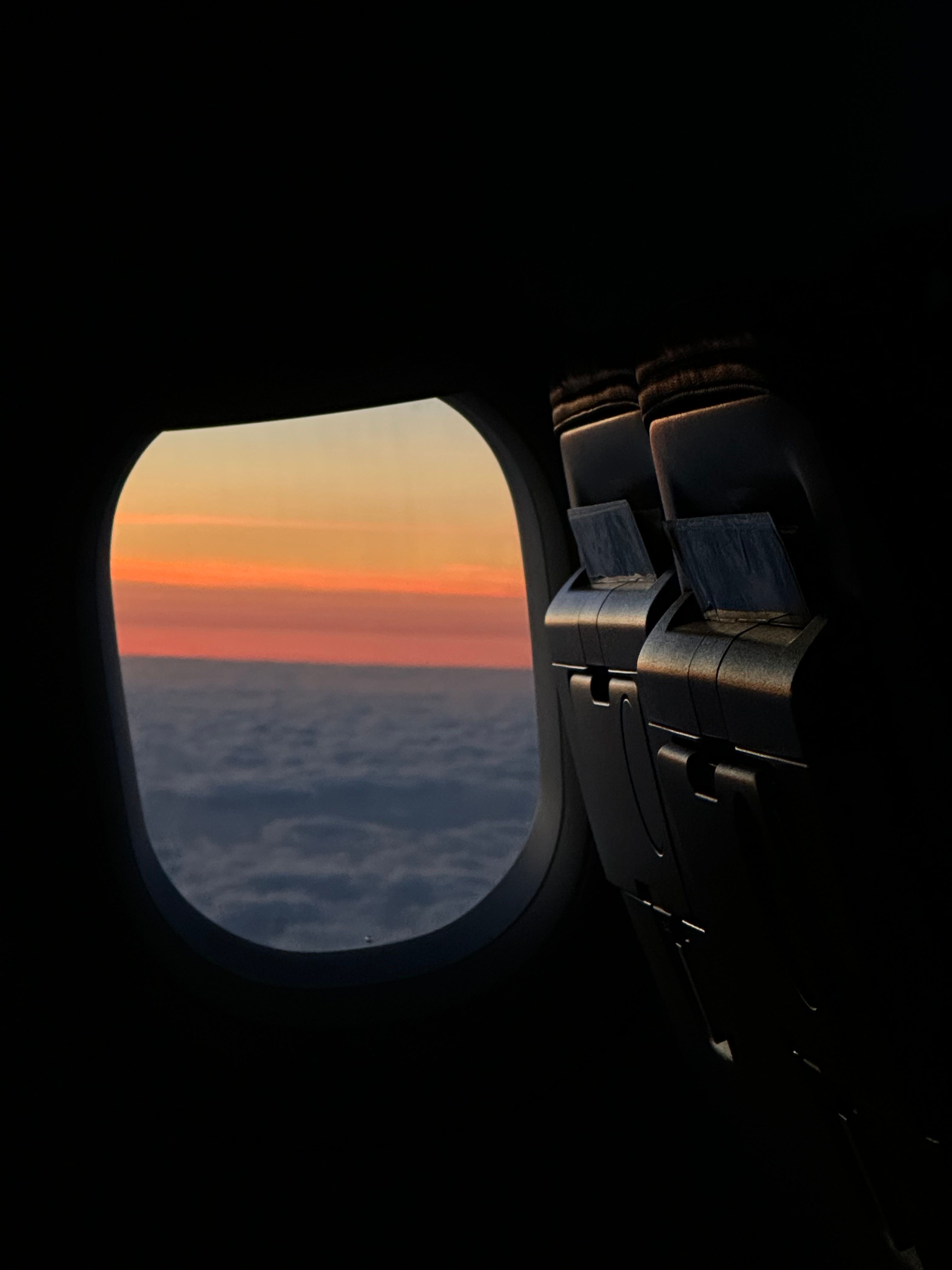 sunset out of airplane window