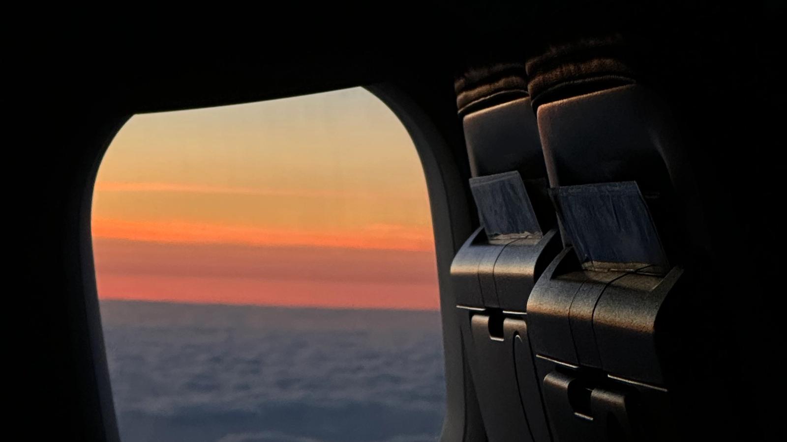 sunset out of airplane window