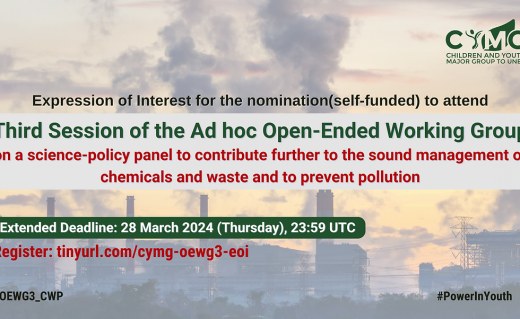 UNEP OEWG3 SPP: Accreditation Support for Youth from CYMG
