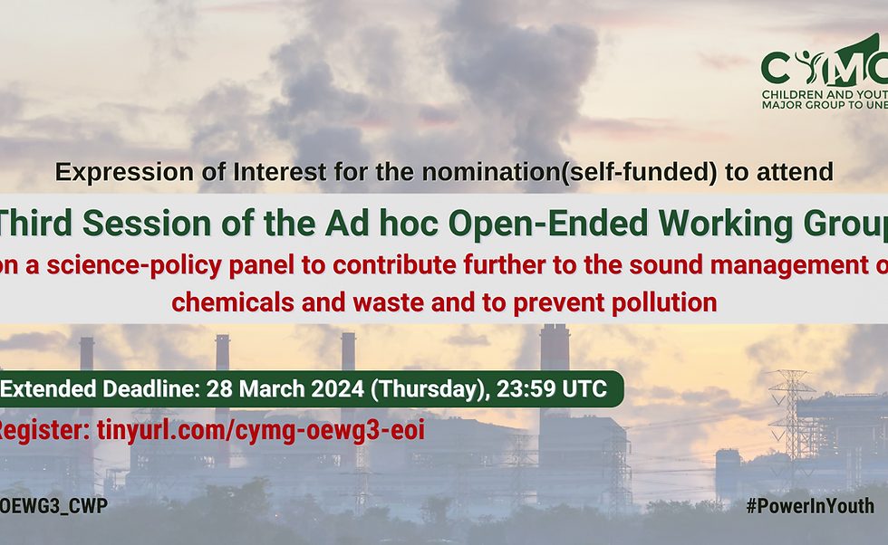 UNEP OEWG3 SPP: Accreditation Support for Youth from CYMG