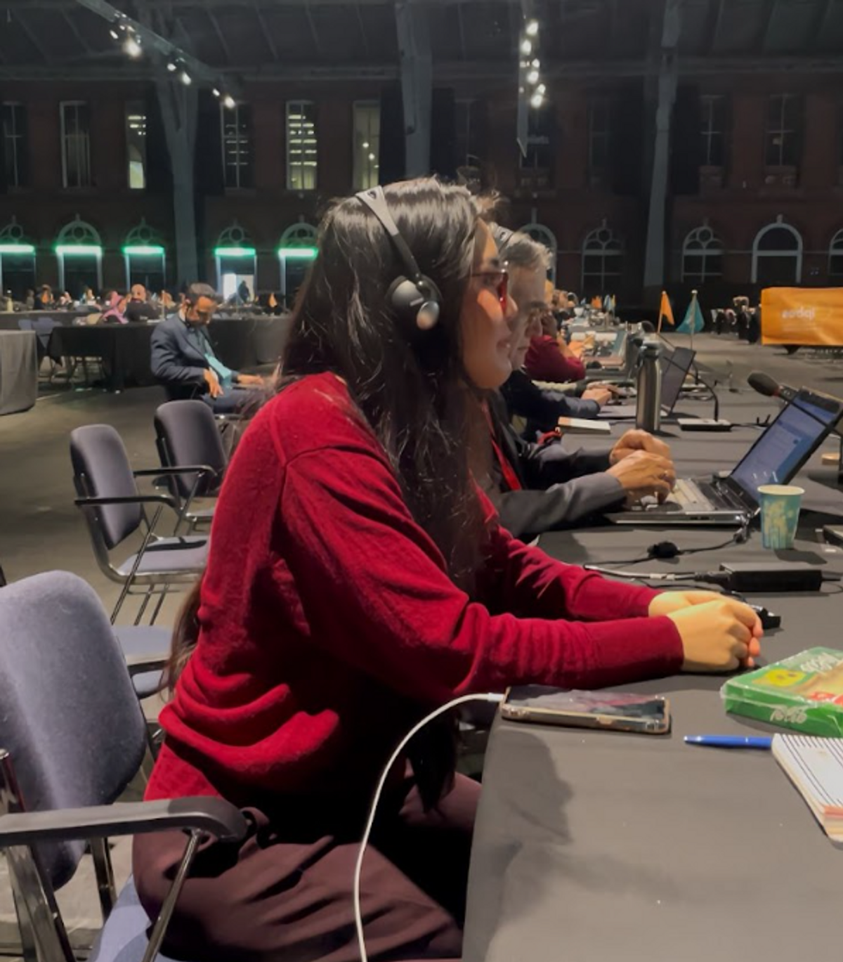 CYMG Delegate Gulnaz observing SPM negotiations in Working Group 1, IPBES on February 7th, Manchester, United Kingdom