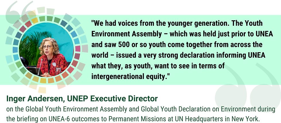Quote from UNEP Executive Director Inger Andersen on the Global Youth Environment Assembly