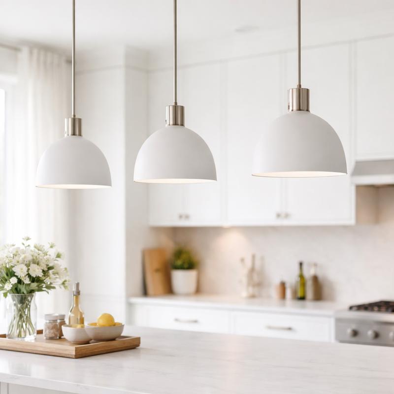 Close-up of modern kitchen lighting and fixtures in Roseville by Western Renovations.