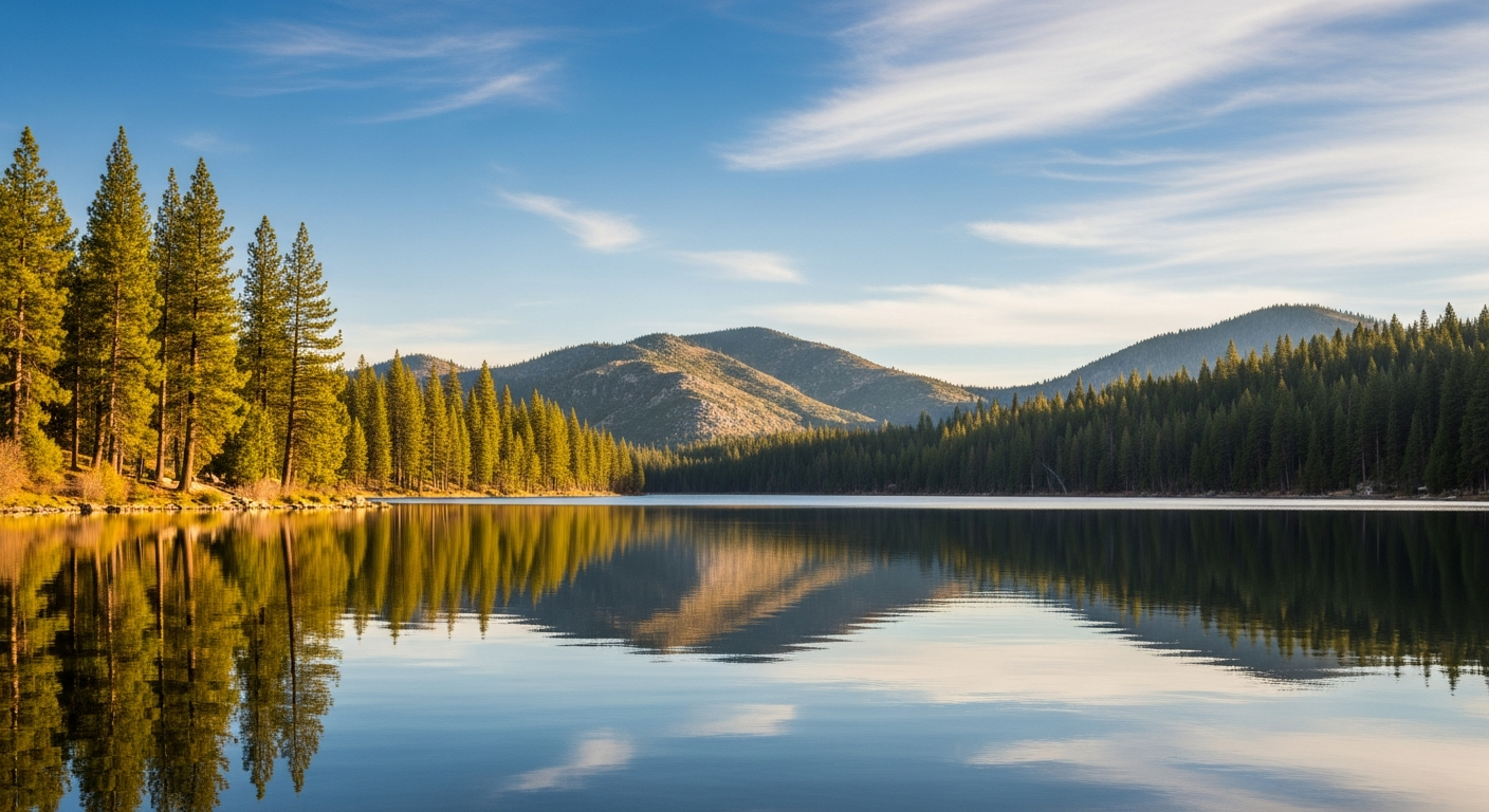 Scenic view of Lake of Pines, California