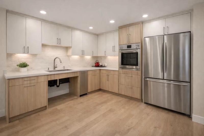 ADA accessible kitchen remodel with adjustable counters in Roseville, California remodel by western renovations