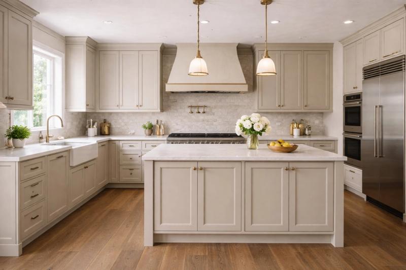 Transitional European kitchen remodel in Roseville CA by Western Renovations featuring inset cabinetry and stone countertops