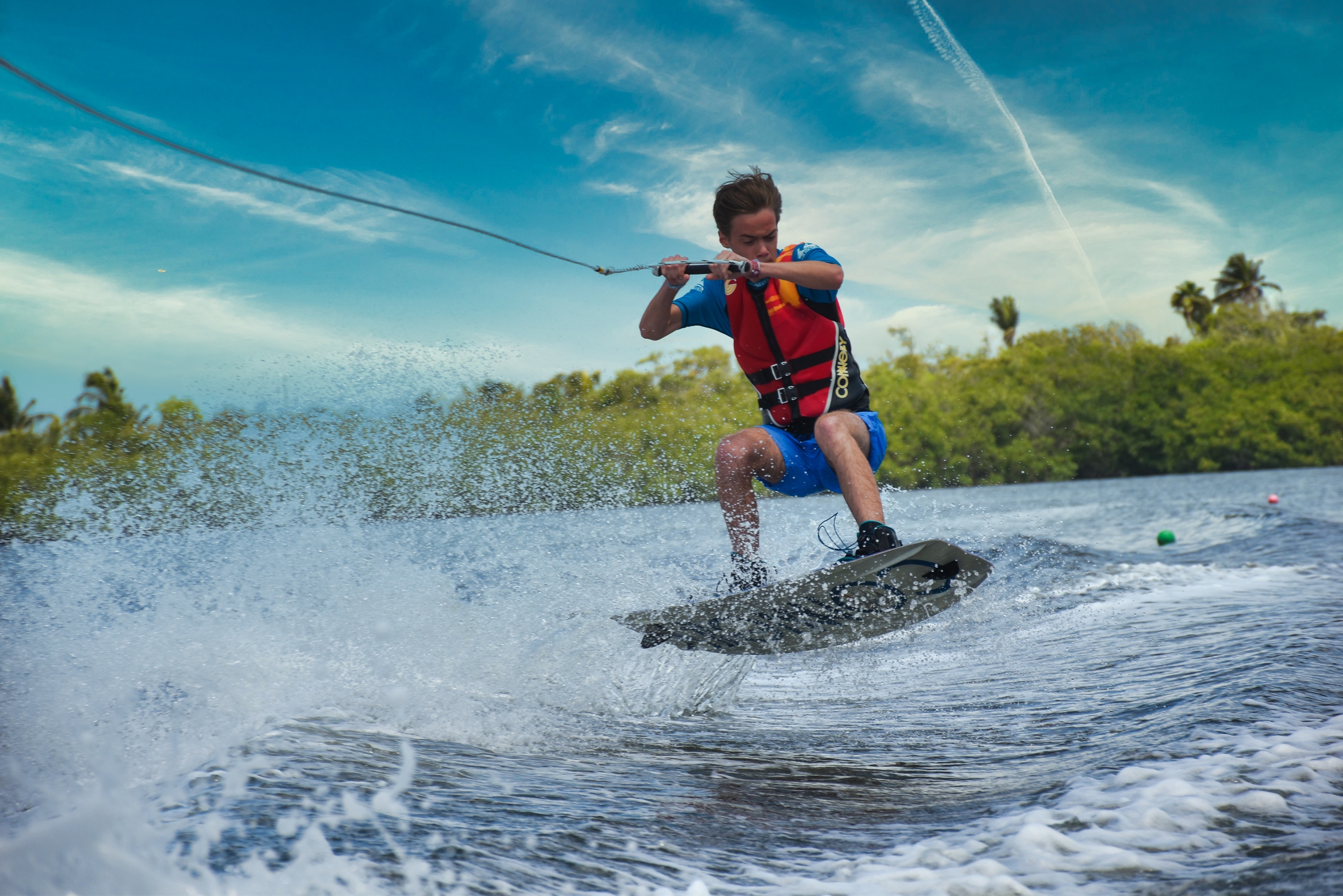 Man using a wakeboard