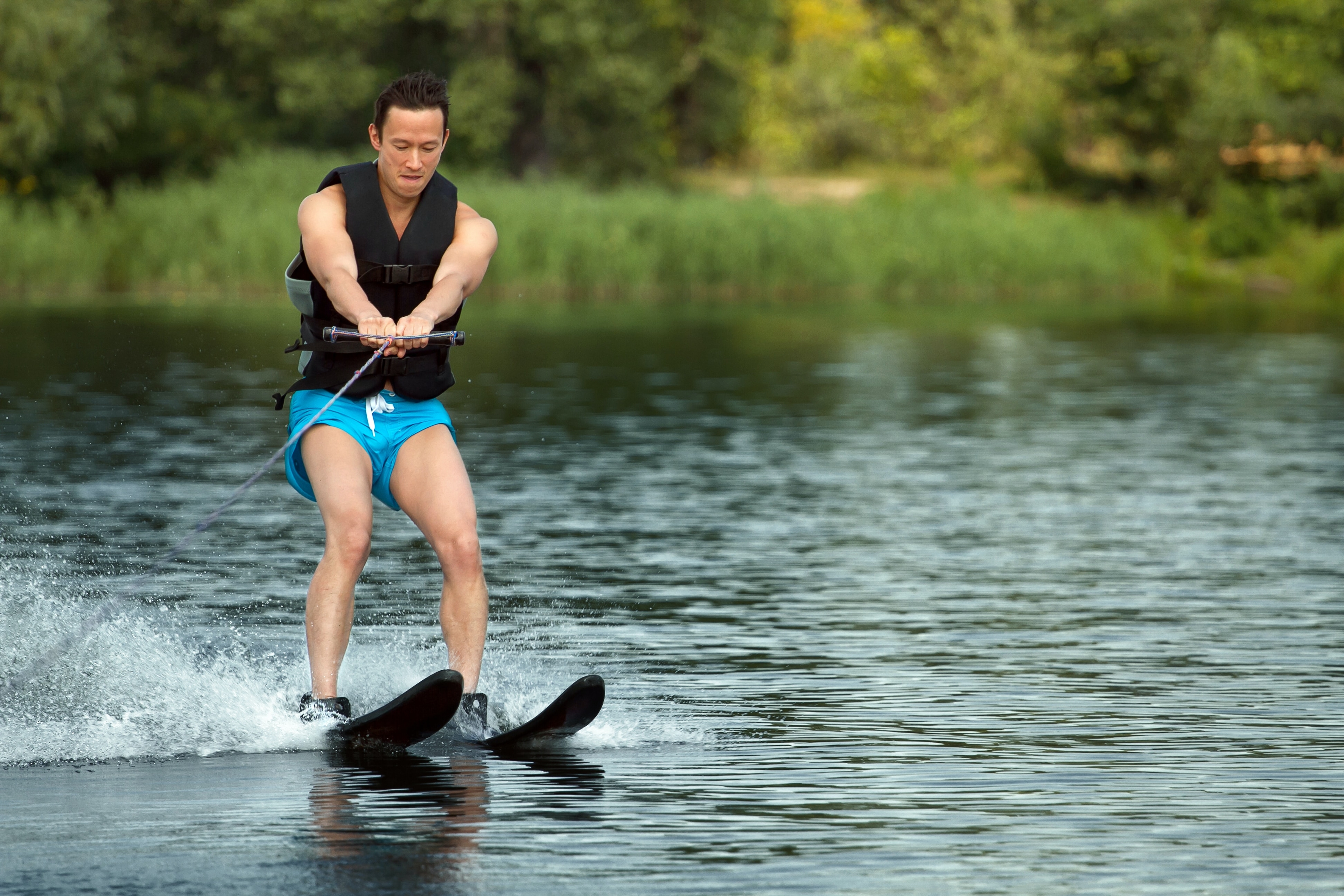 Man using water skis