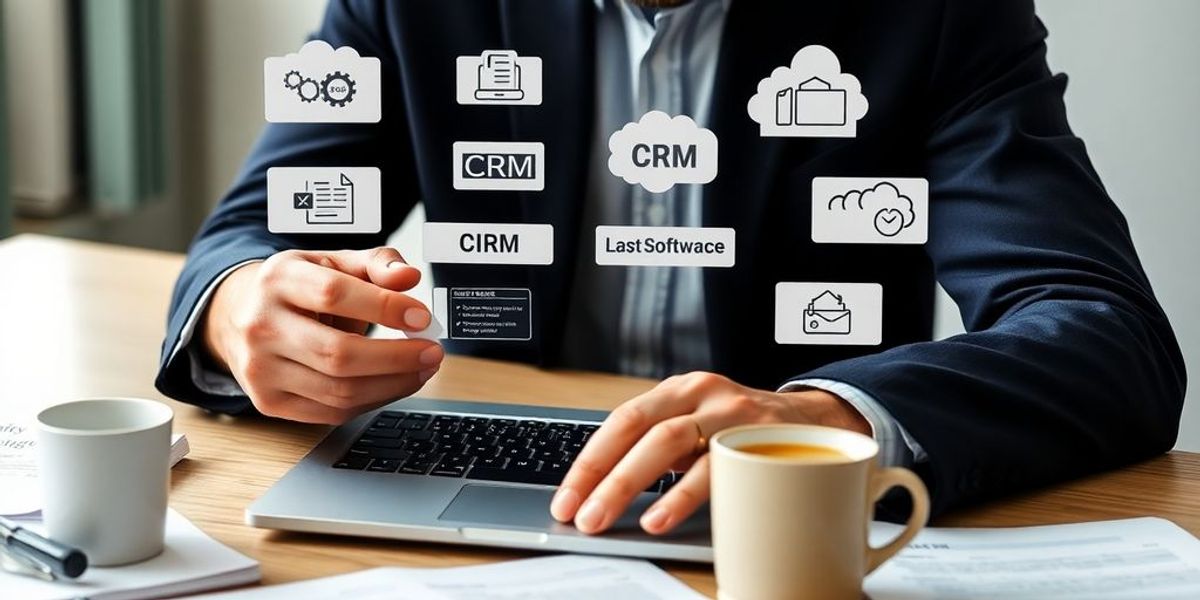 Person evaluating CRM software options on a laptop.