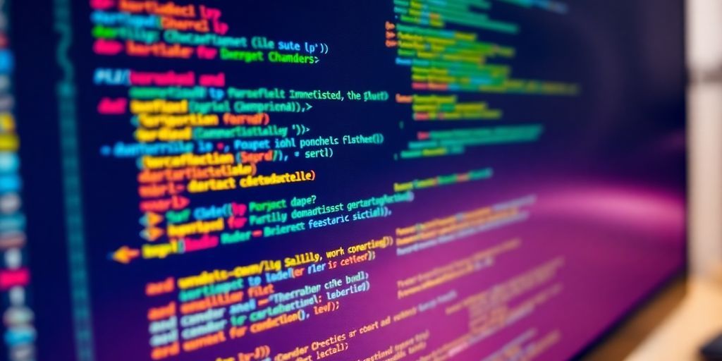 Computer screen with code snippets for website optimization.