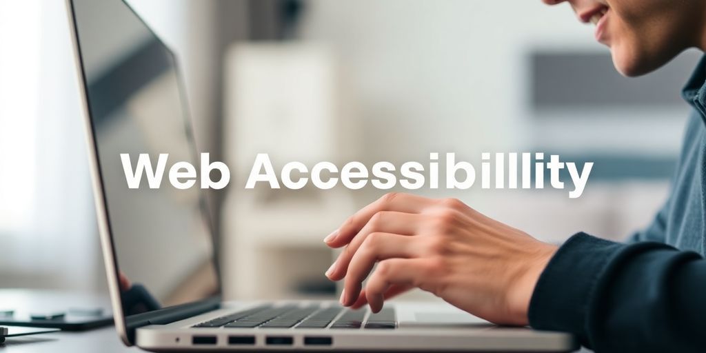 Person using a laptop with assistive technology.