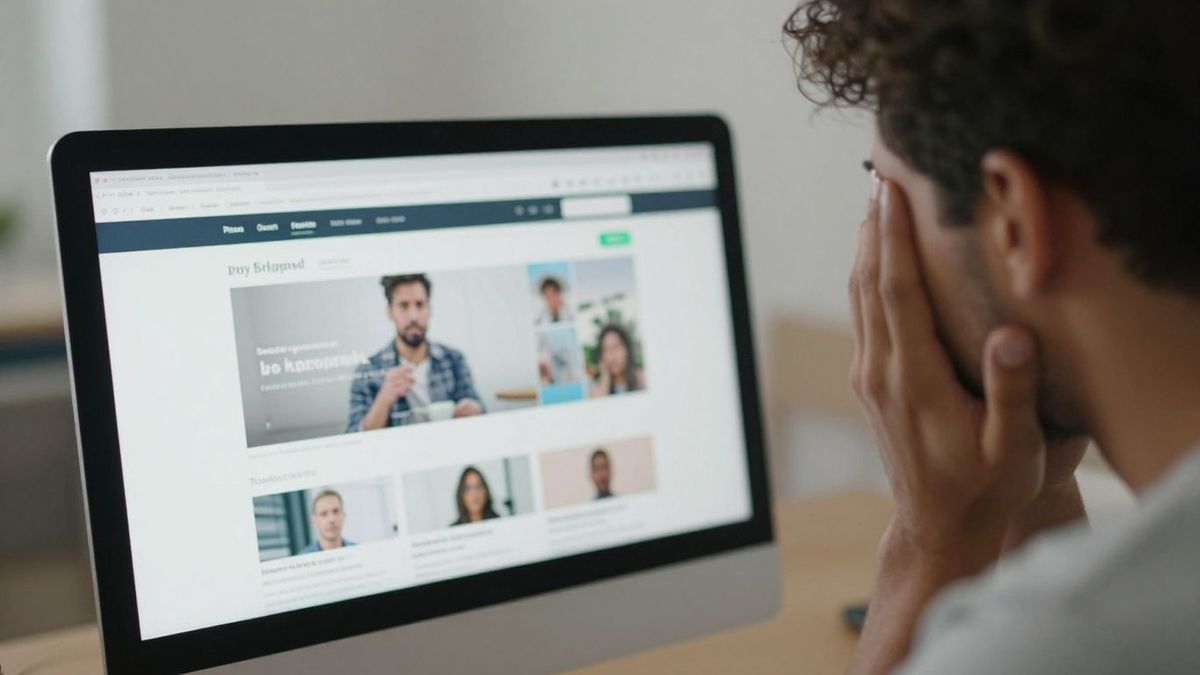 Frustrated person looking at a bad website