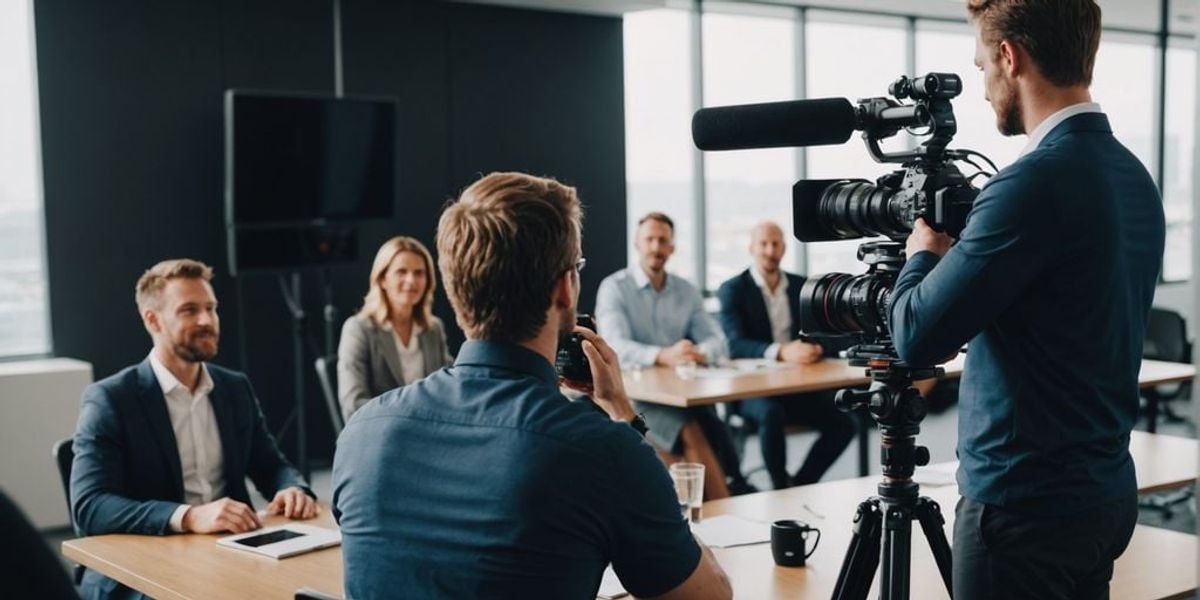 Videographer filming a business meeting