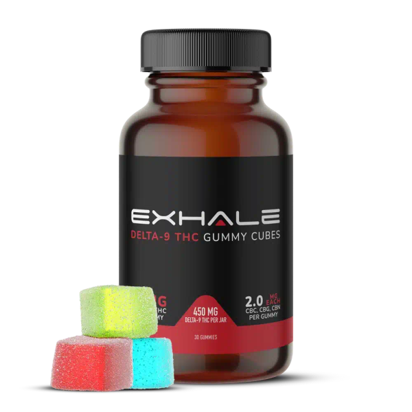 Exhale Wellness 500mg High-Potency Delta 9 THC Gummy Cubes