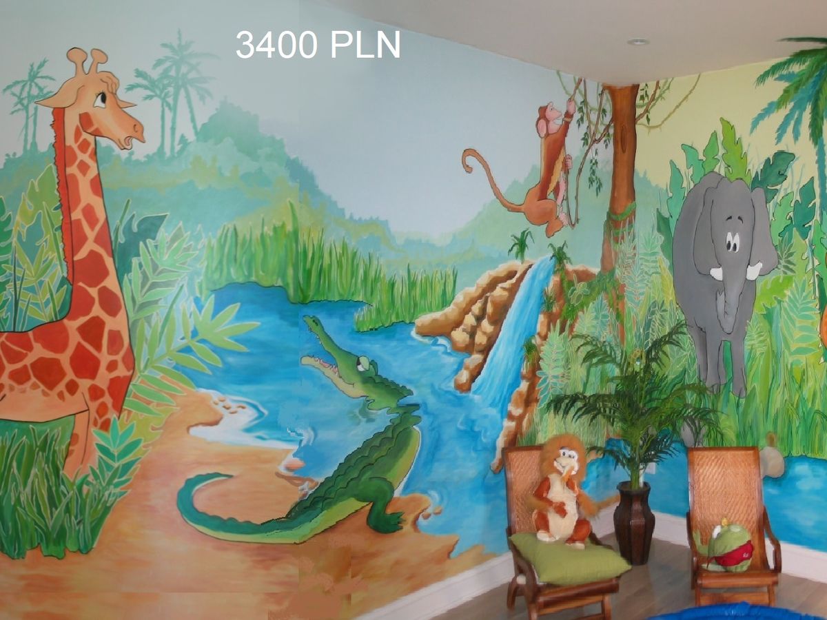 A childish jungle mural in private apartment. By Joanna Kruza in Kraków.
