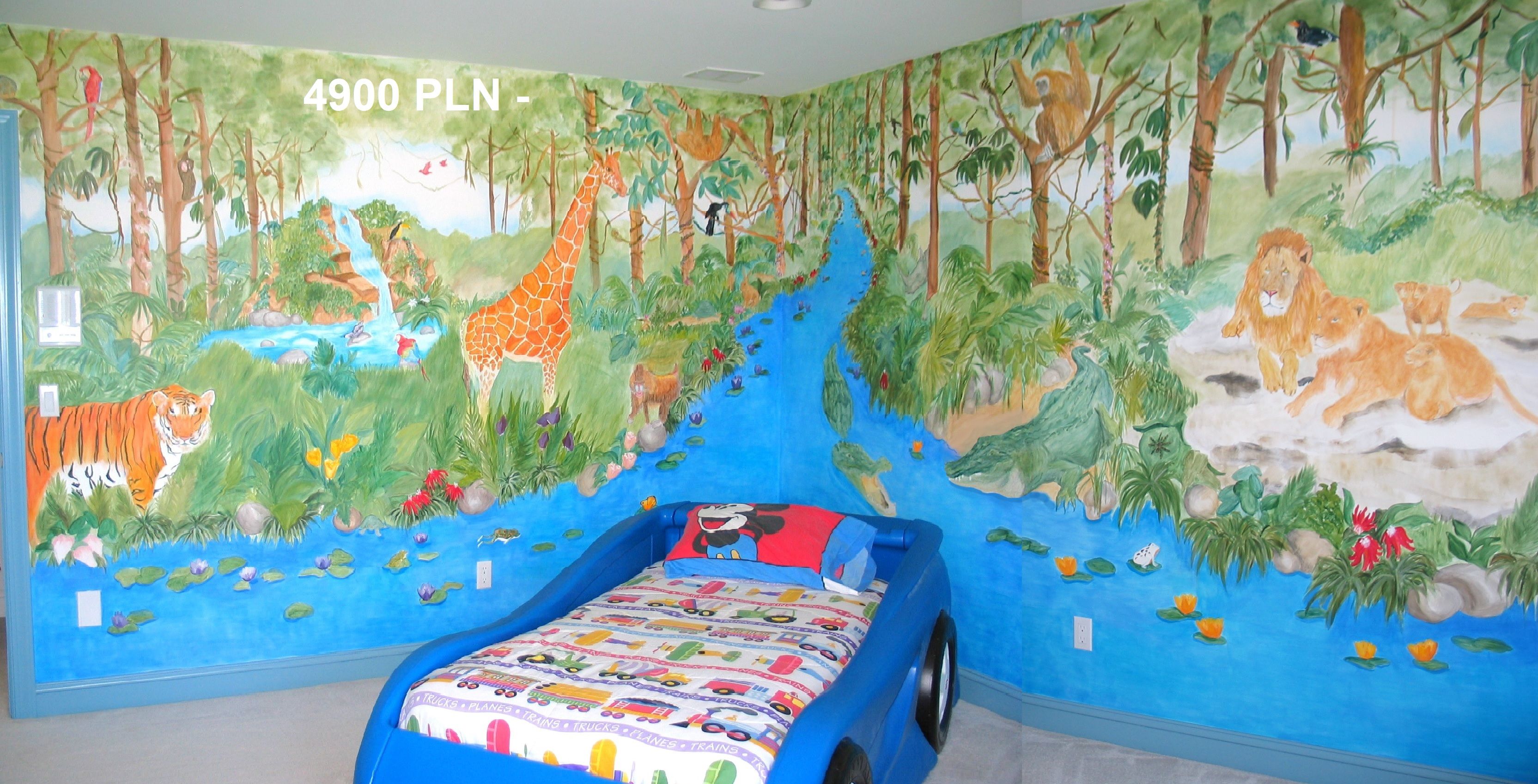 A jungle mural in a private apartment, for 5-year-old boy. By Joanna Kruza in Krakow.