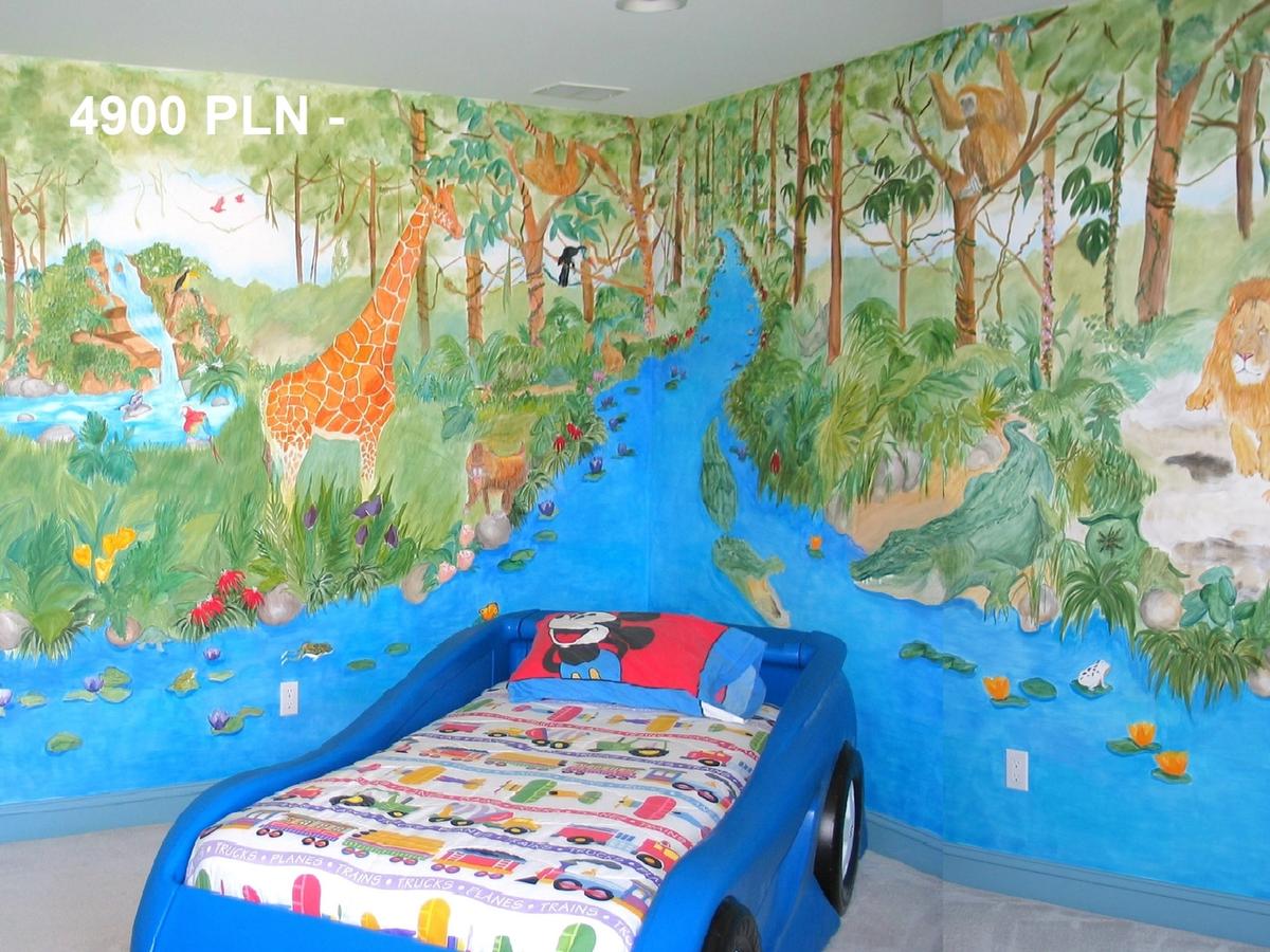 A jungle mural in a private apartment, for 5-year-old boy. By Joanna Kruza in Krakow.