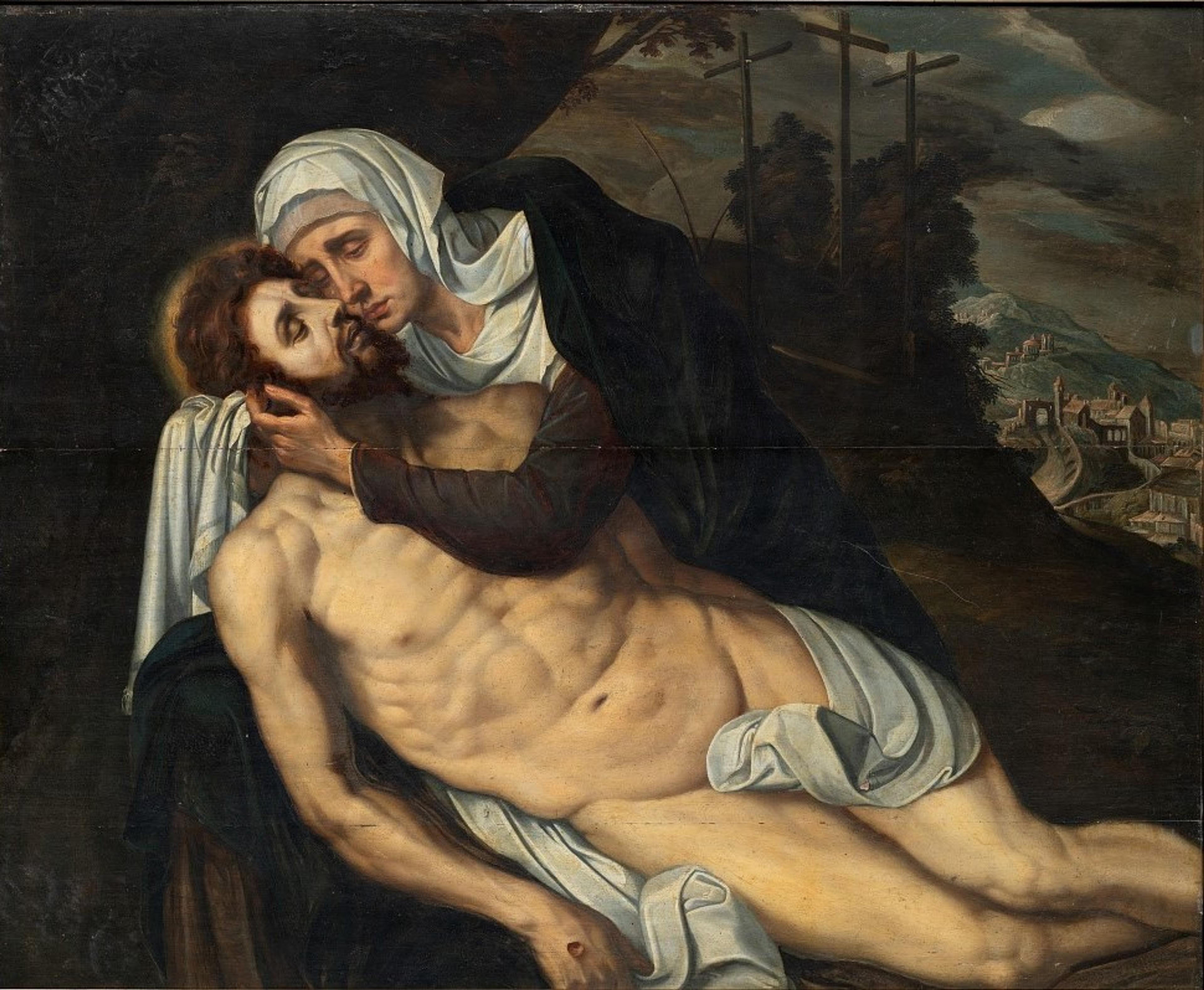 Maleri som viser Kristus etter korsfestelsen i fanget til Maria