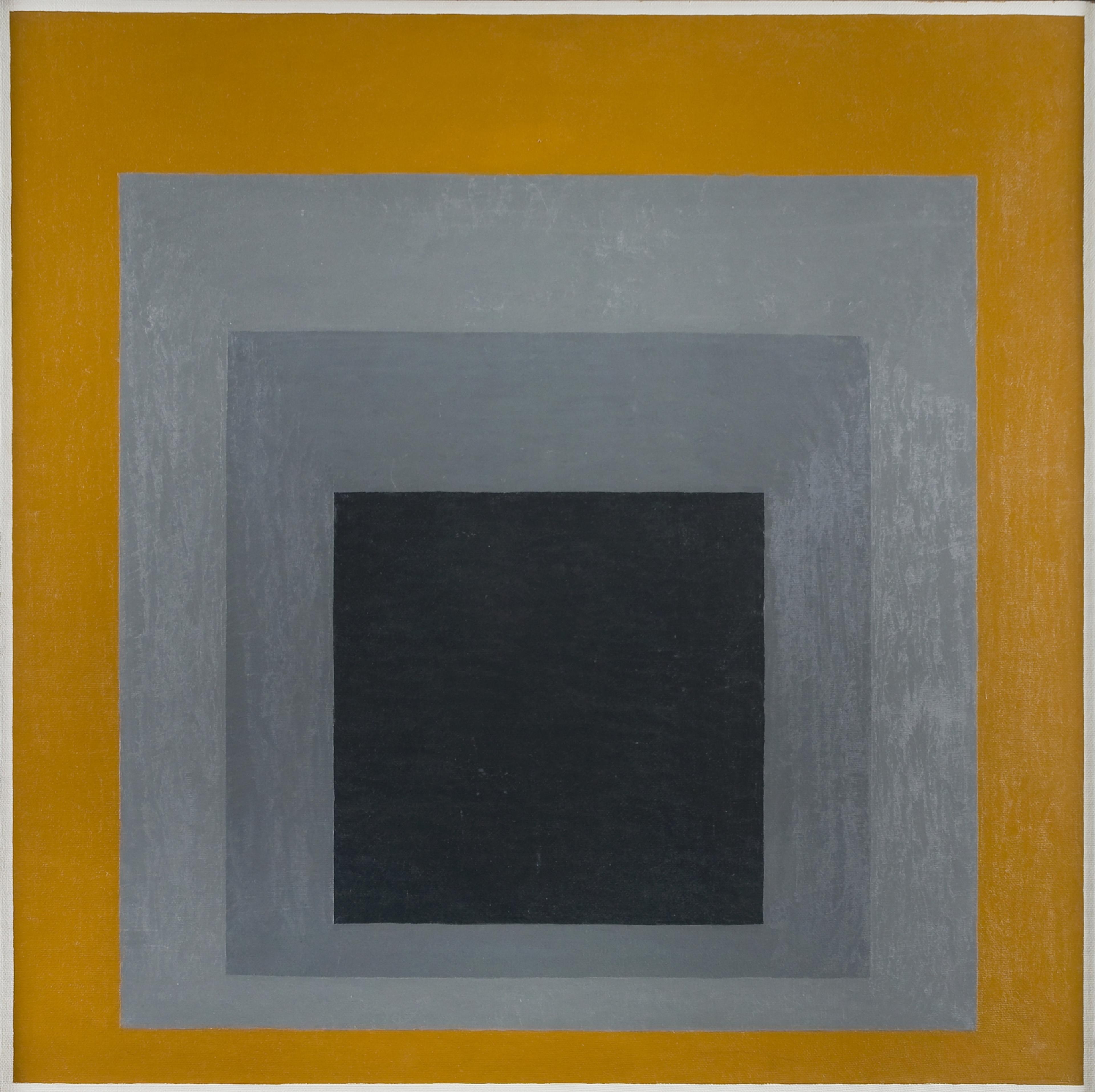 Abstrakt bilde med grå firkanter på oransje bakgrunn