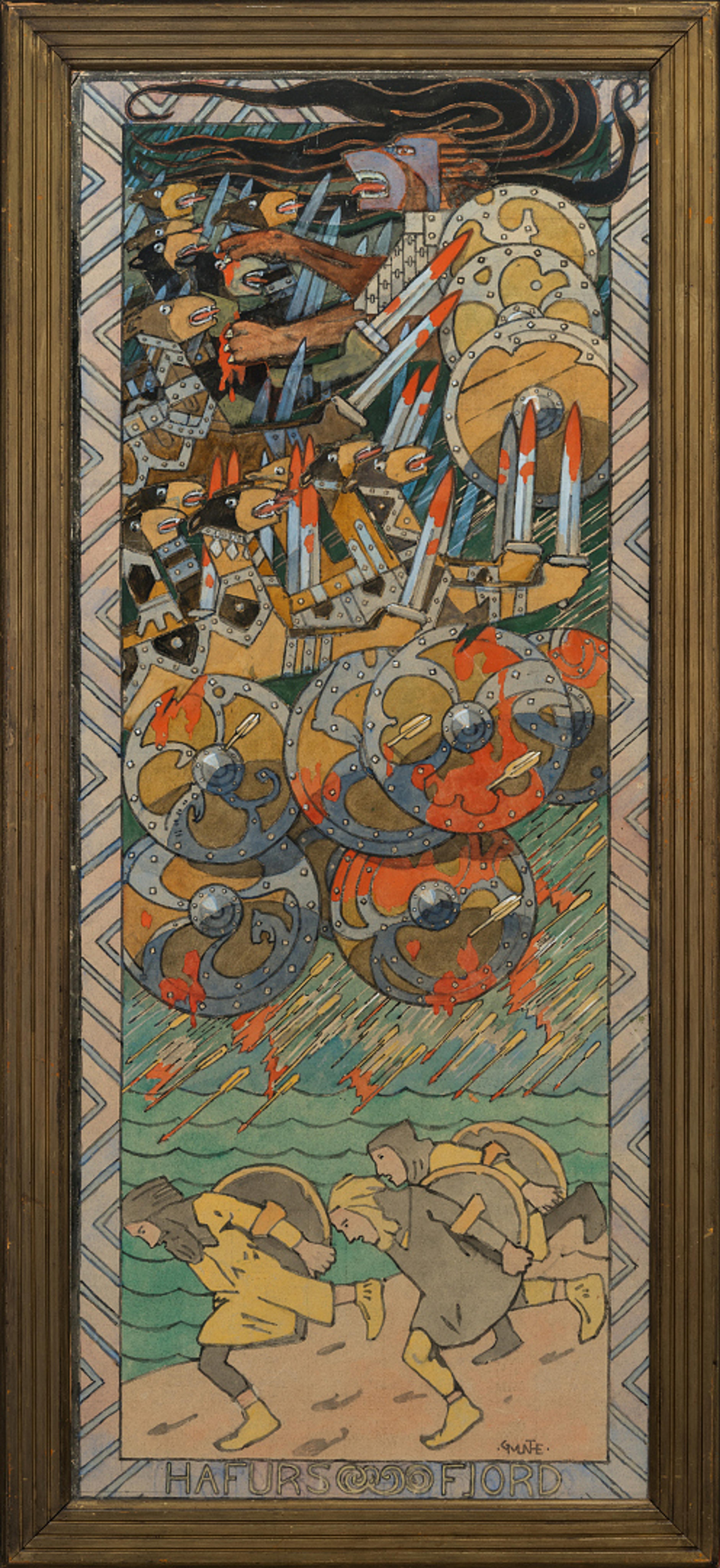 Hafursfjord, 1908   Gerhard Munthe, (1849–1929)	  Akvarell, blekk og blyant på papir / Watercolor, ink and pencil on paper  Kode, Rasmus Meyers samlinger / The Rasmus Meyer Collection 