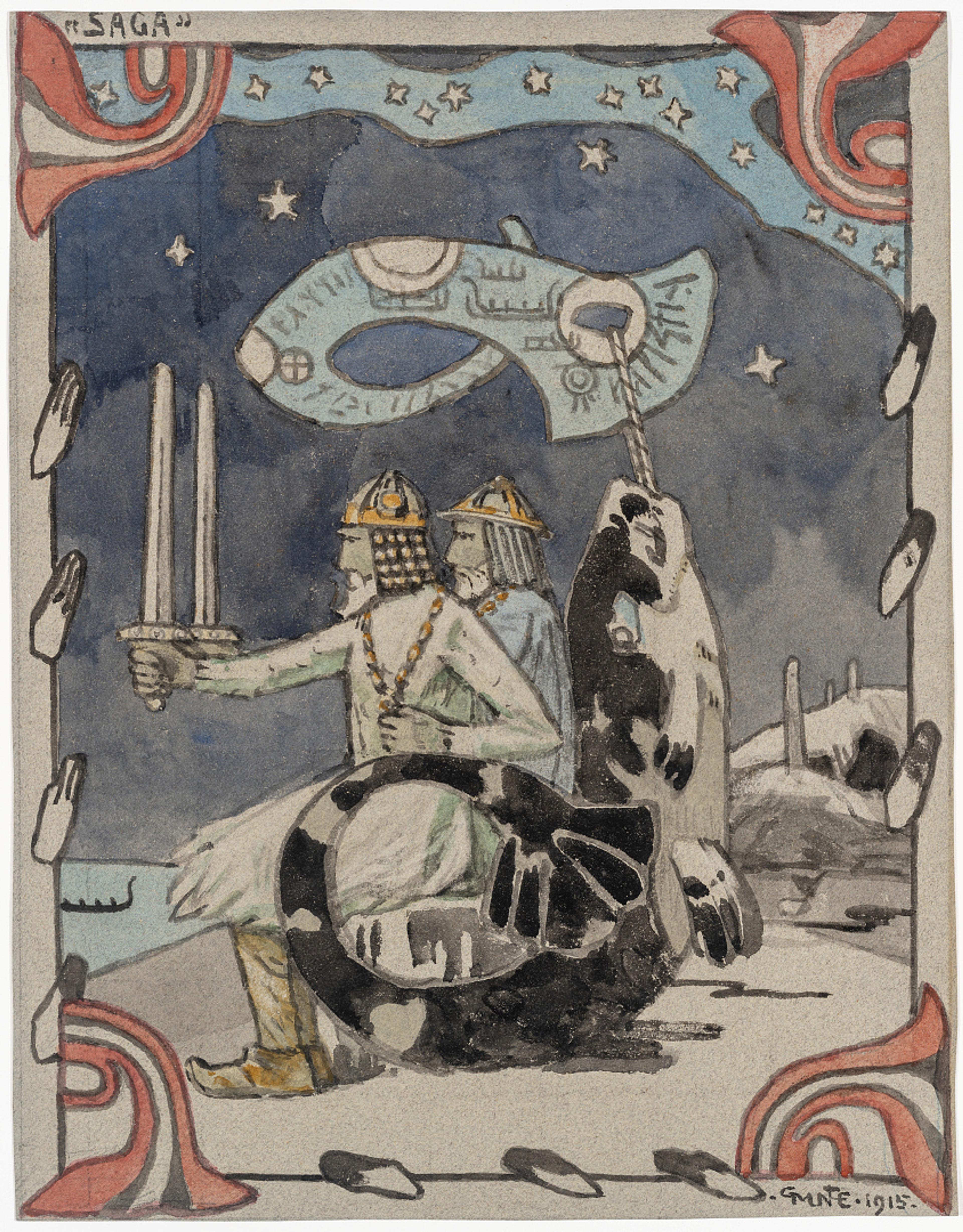 Stort I / Large I, 1915  Gerhard Munthe (1849–1929)  Akvarell, blekk og blyant på papir / Watercolor, ink and pencil on paper  Kode, Rasmus Meyers samlinger / The Rasmus Meyer Collection 