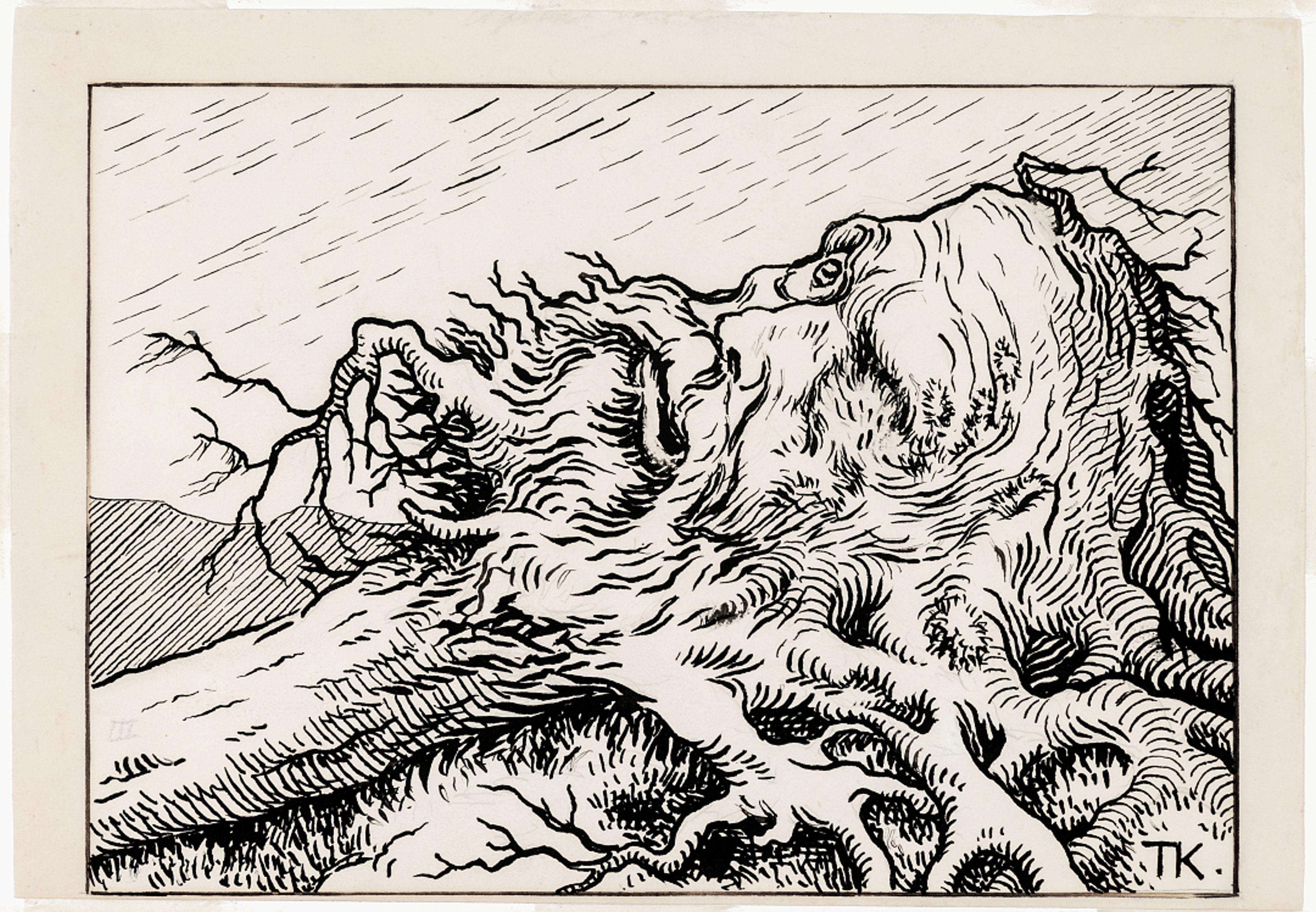 Vinjefuruen i Telemarken / The Vinjepine from Telemark, 1912 (est.)  Fra serien Norske Naturvidundre I-X / From the series Norwegian Natural Wonders I-X    Theodor Kittelsen (1857–1914)  Blekk og blyant på papir / Ink and pencil on paper  Kode, Rasmus Meyers samlinger / The Rasmus Meyer Collection  