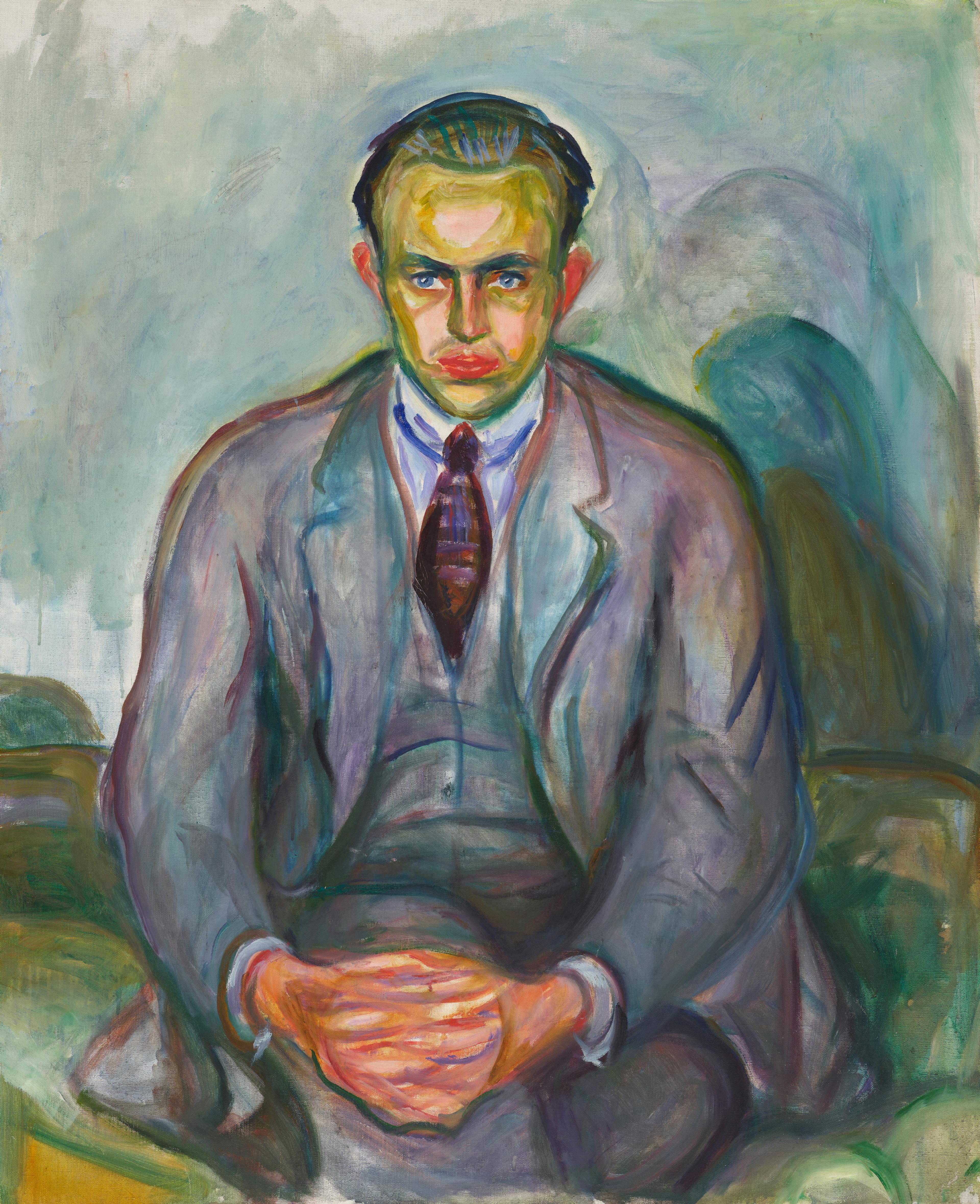 Et portrettmaleri av samleren Rolf Stenersen, av Edvard Munch