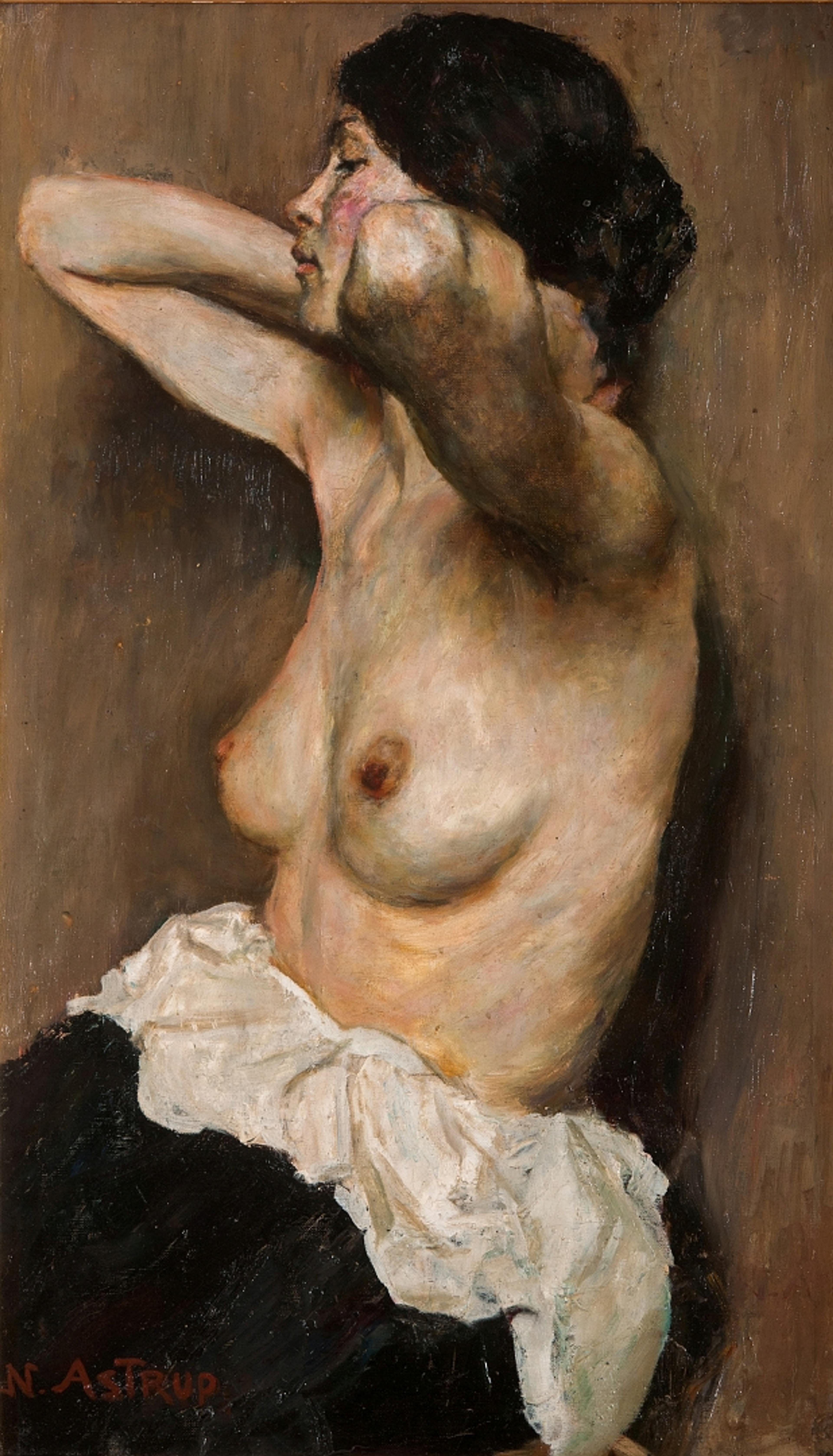 Aktmaleri av en kvinne i halvfigur