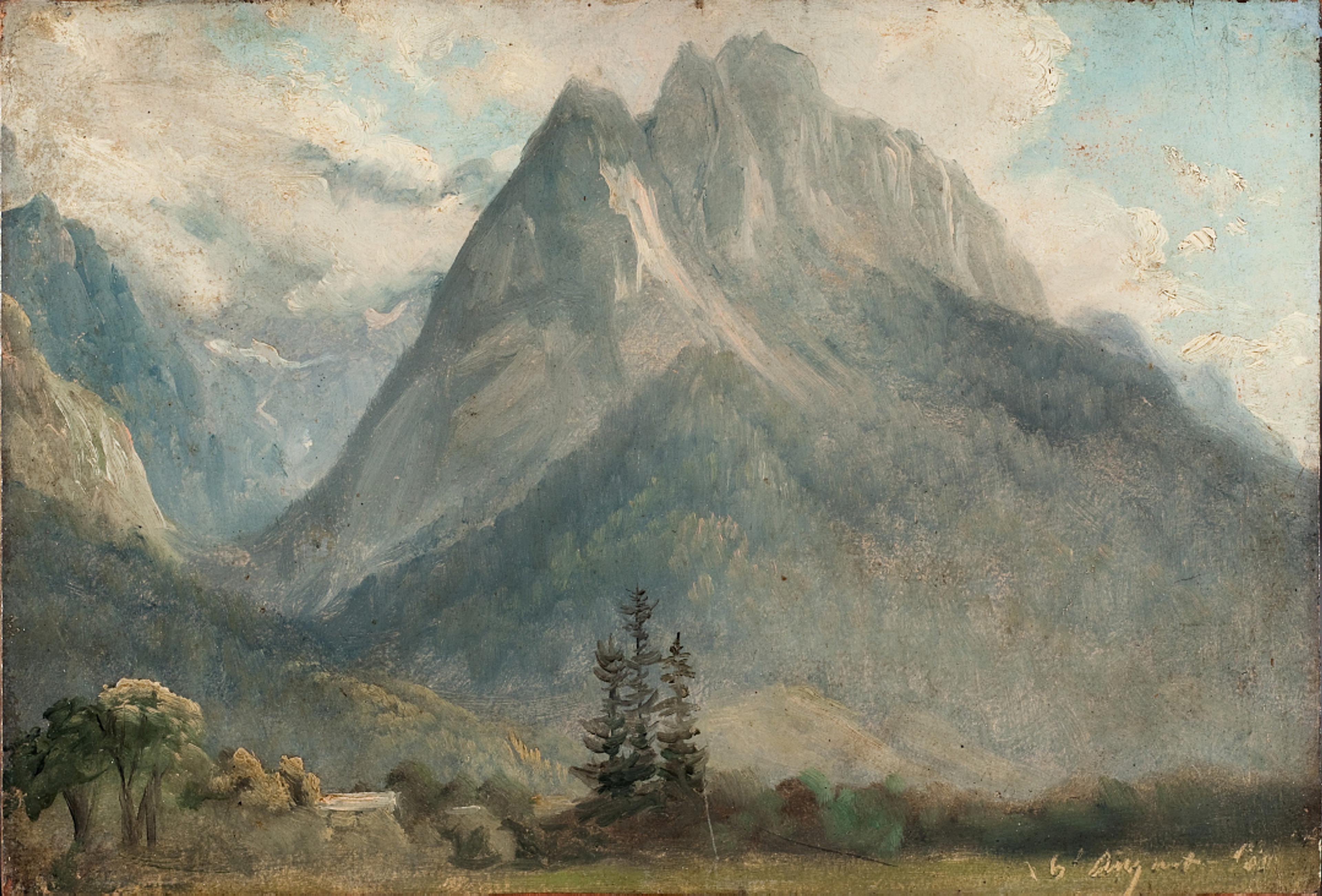 Skogkledde fjellsider / Forest Clad Mountainsides, 1833   Thomas Fearnley (1802–1942)  Olje på papplate / Oil on cardboard  Kode 