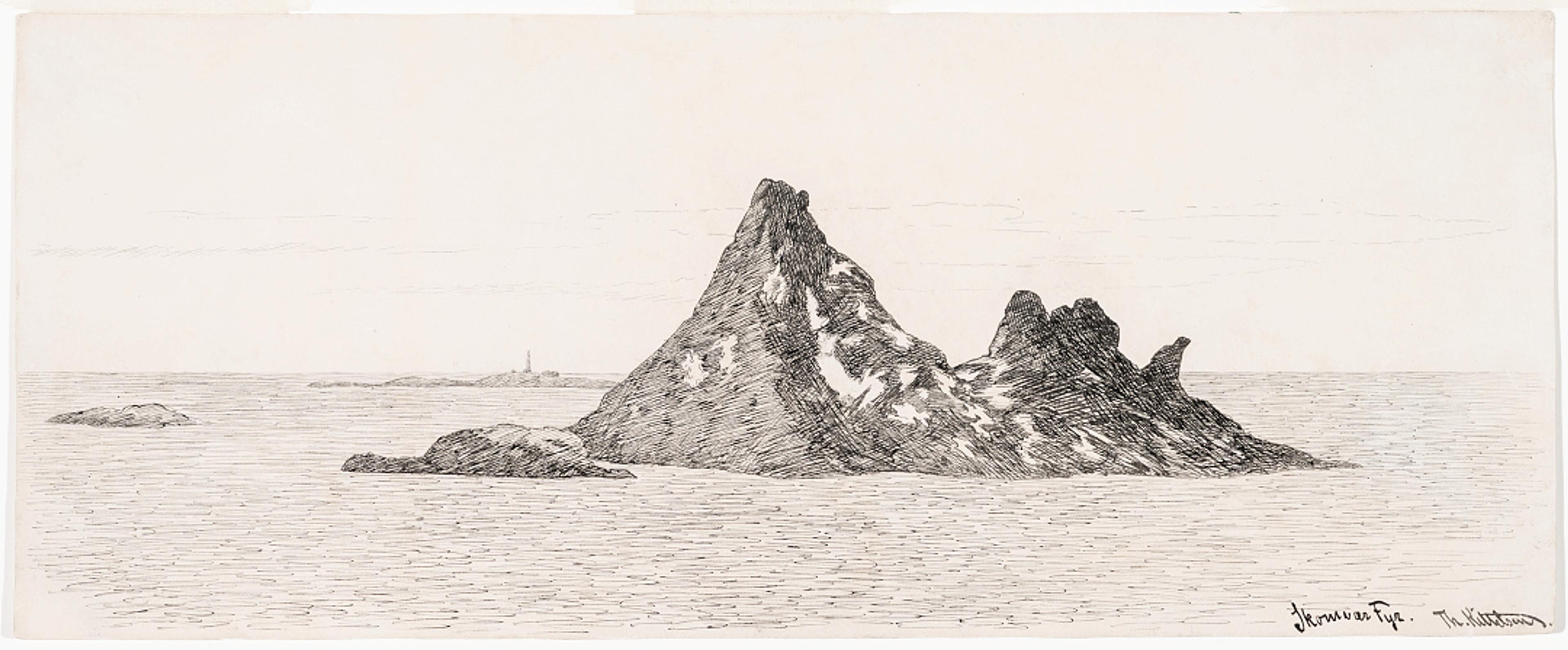 Skomvær fyr / Skomvær Lighthouse, 1888   Theodor Kittelsen (1857–1914)	  Tusj på papir / Ink on paper	  Kode, Rasmus Meyers samlinger / The Rasmus Meyer Collection 