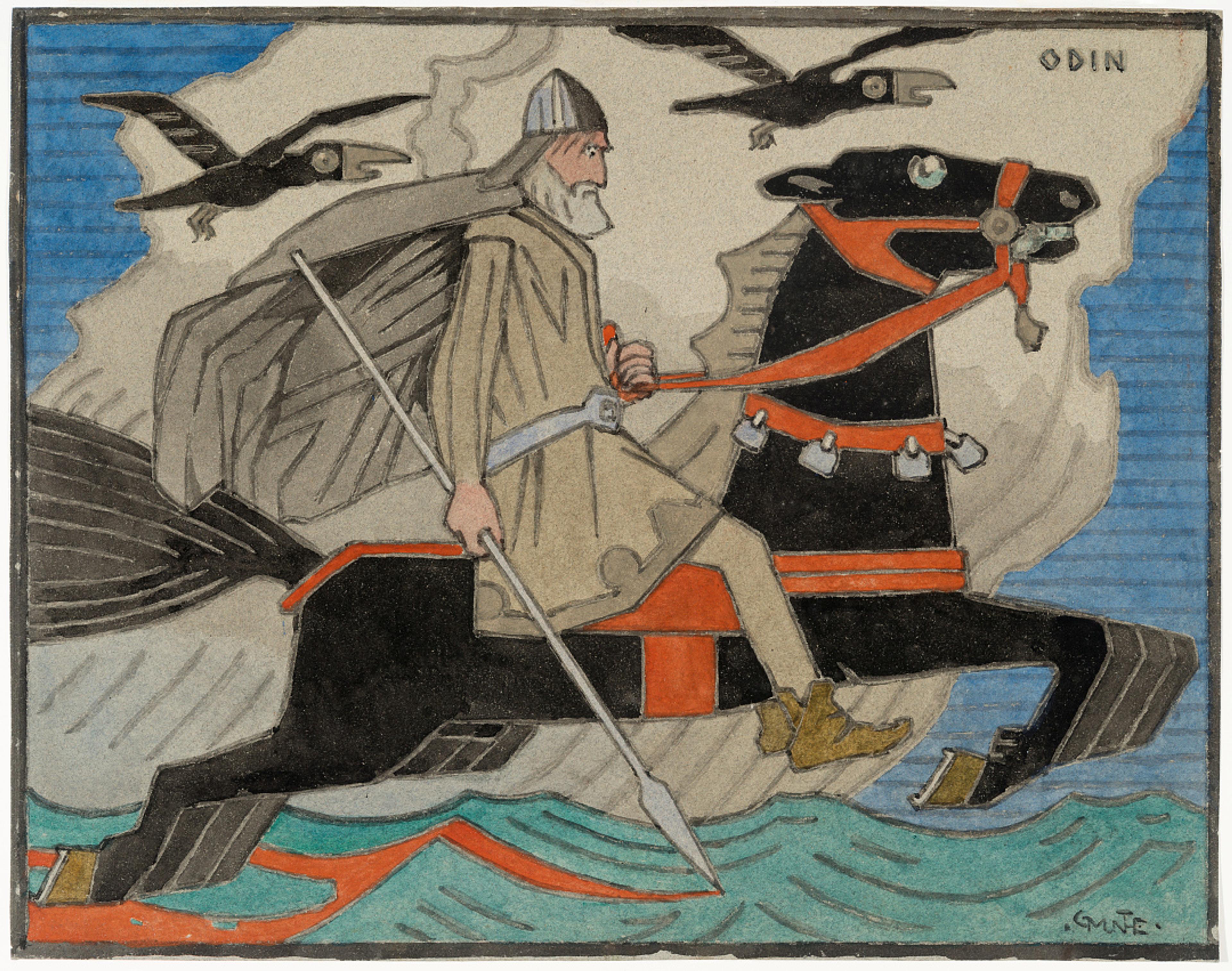 Odin, 1900 (est.)   Gerhard Munthe, (1849–1929)   Akvarell på papir / Watercolor on paper  Kode, Rasmus Meyers samlinger / The Rasmus Meyer Collection 