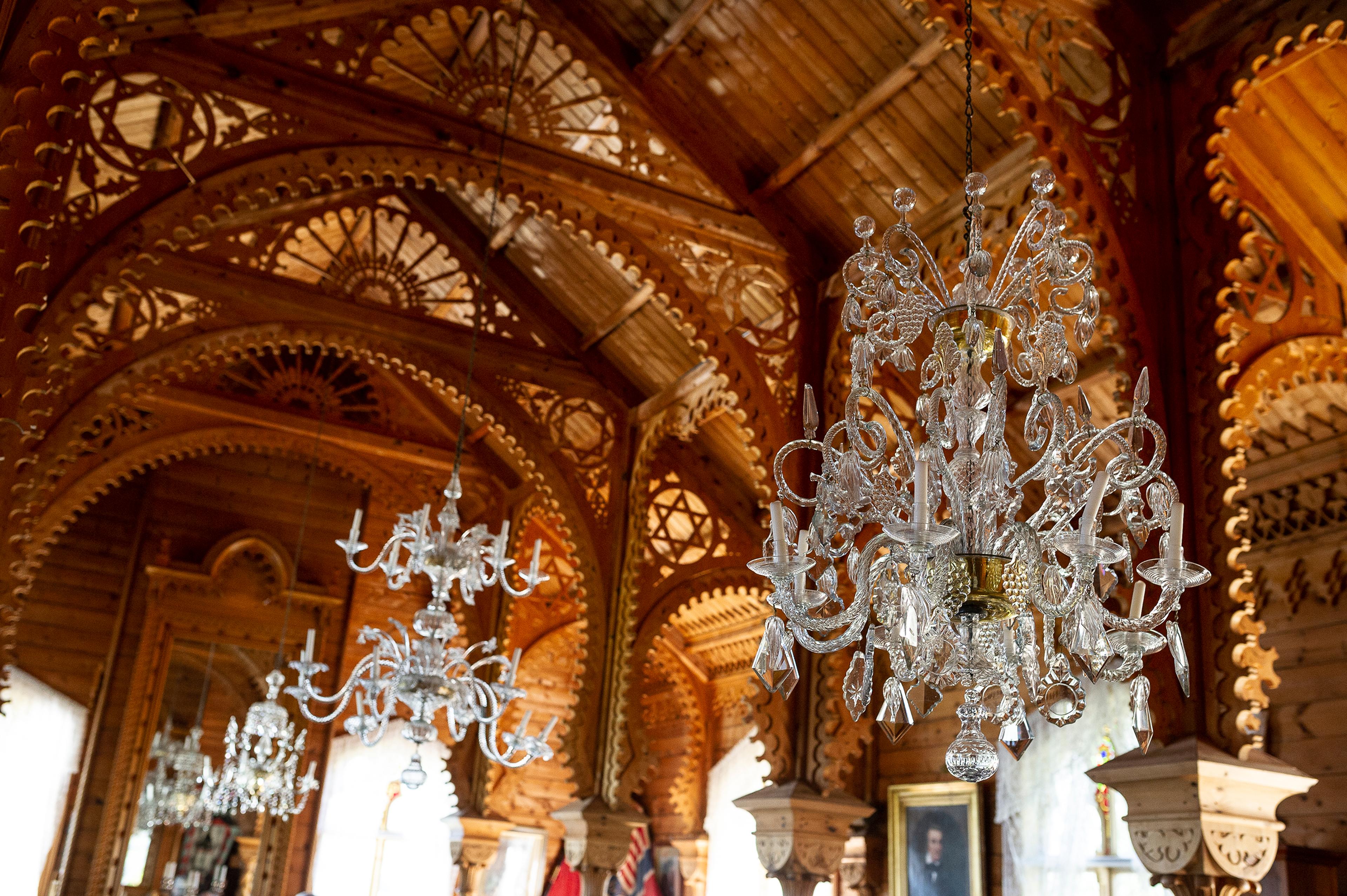 From the villa at Lysøen, with the richly ornamented ceiling and chandeliers.