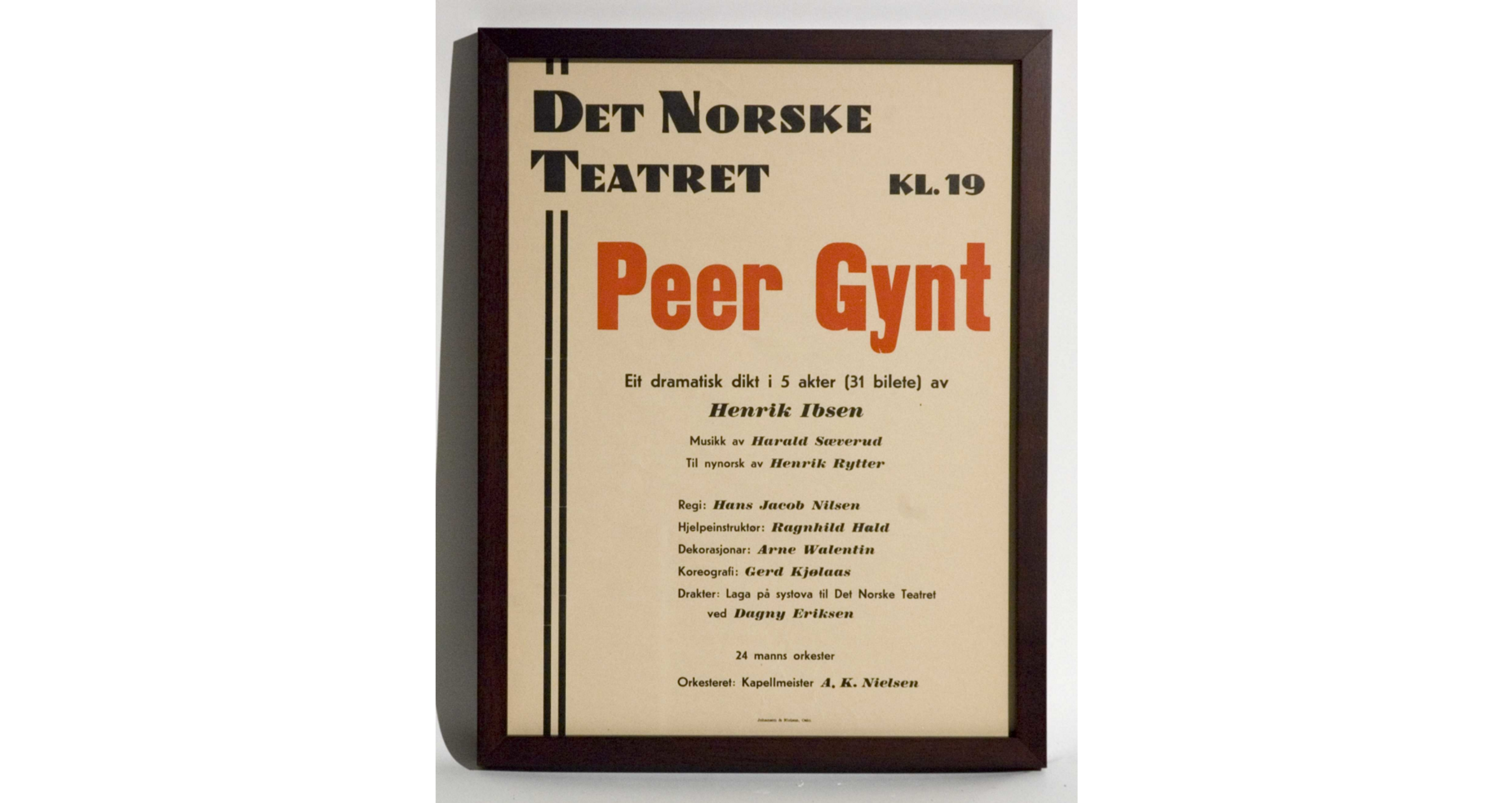 Plakat for forestillingen Peer Gynt i 1948