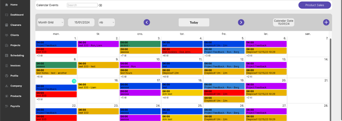 Cleaning company scheduling app