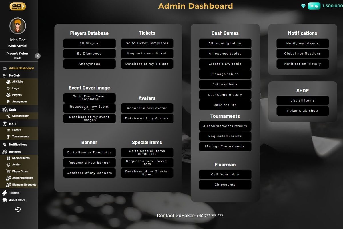 Gopoker acces admin