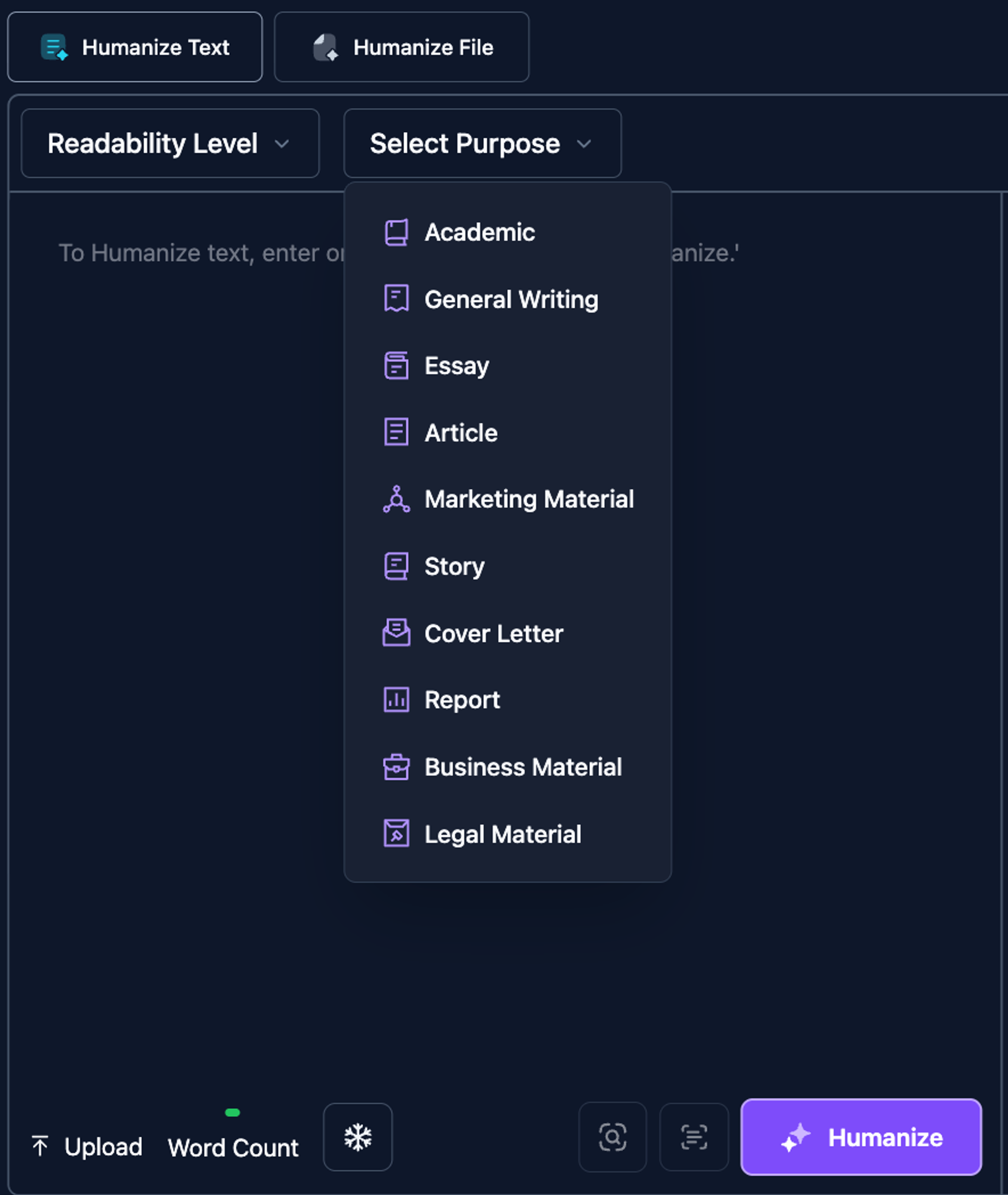 Purpose Selector