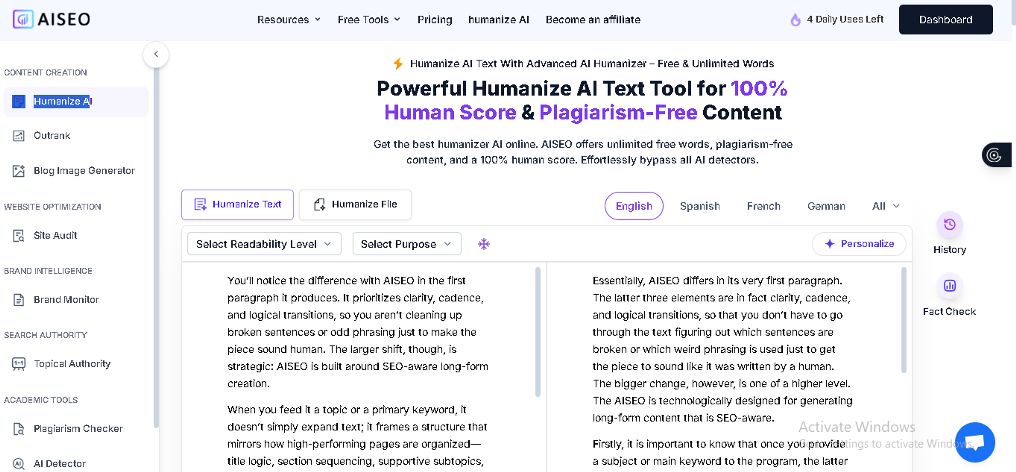 AISEO’s Humanize AI