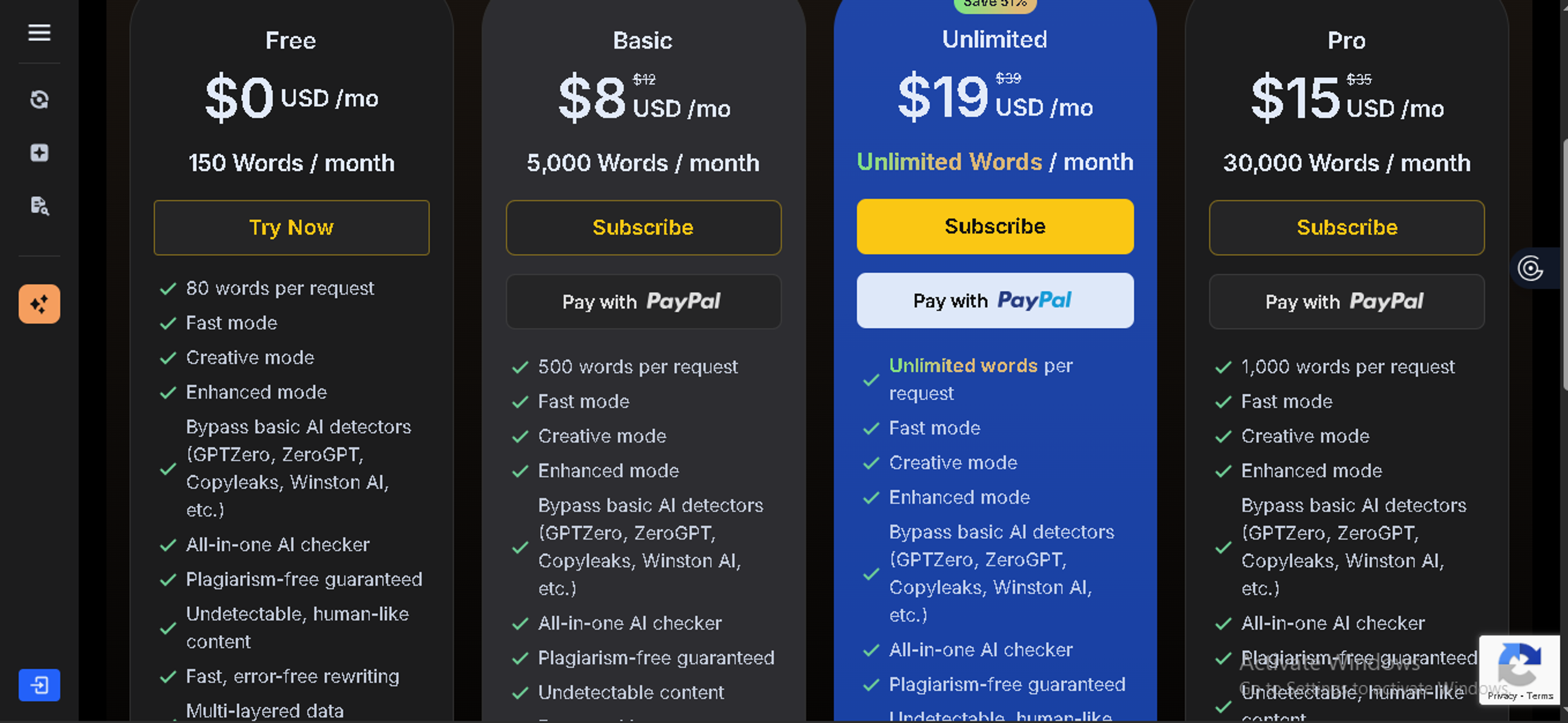 BypassGPT Pricing