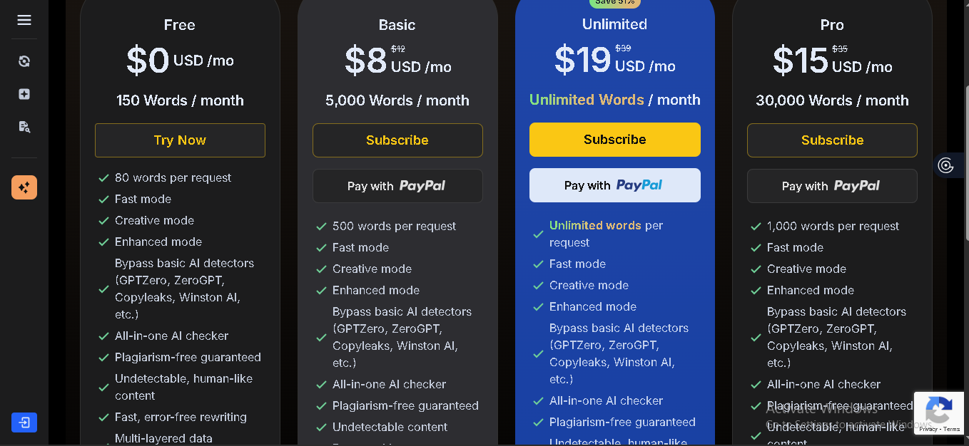 BypassGPT Pricing
