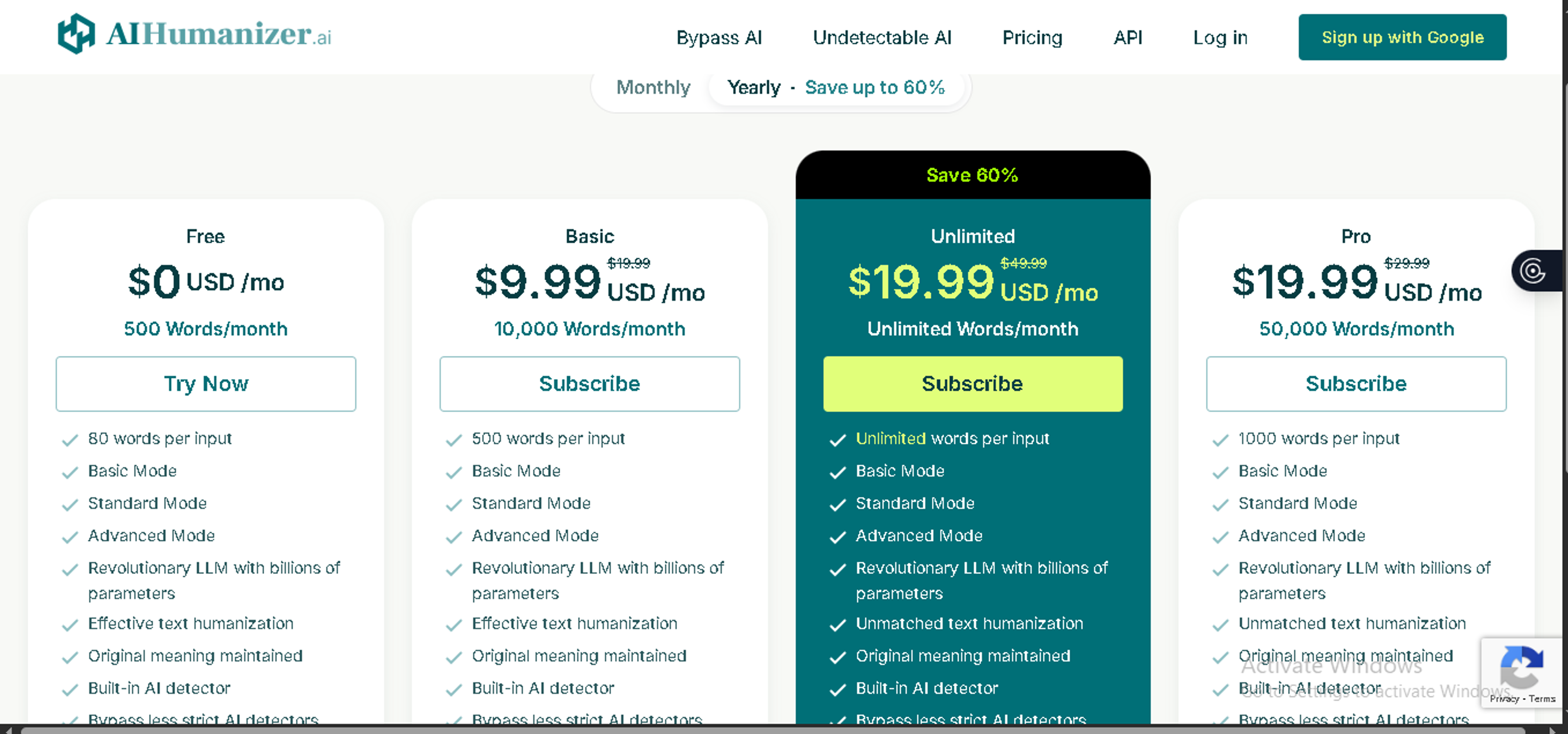 Humanizer AI Pricing